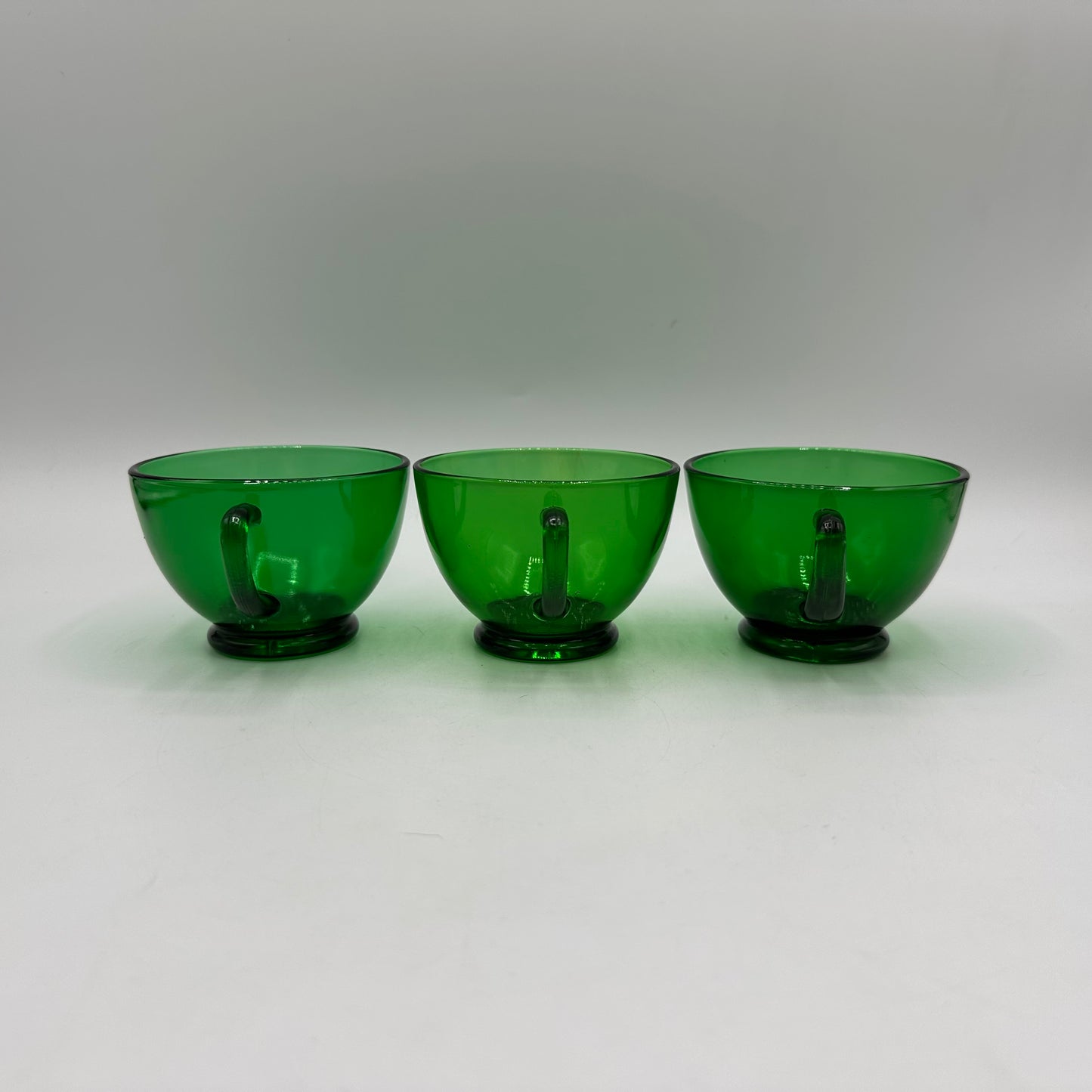 Anchor Hocking Green Punch Bowl and 10 punch cups