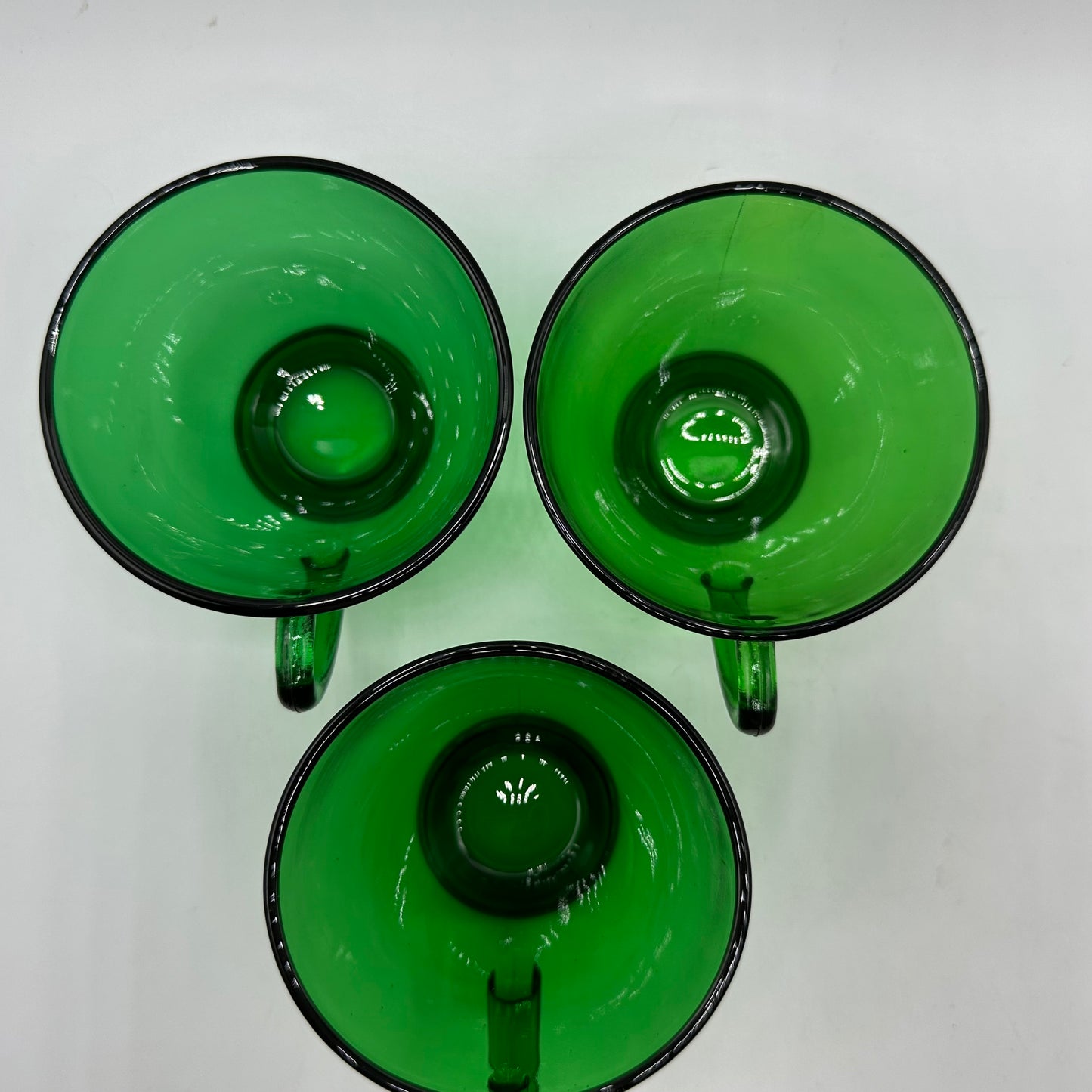 Anchor Hocking Green Punch Bowl and 10 punch cups