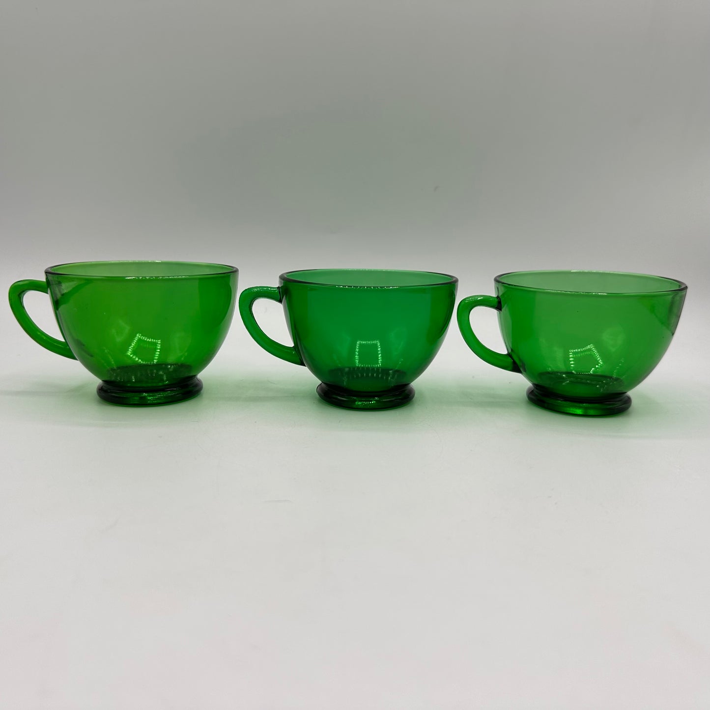 Anchor Hocking Green Punch Bowl and 10 punch cups