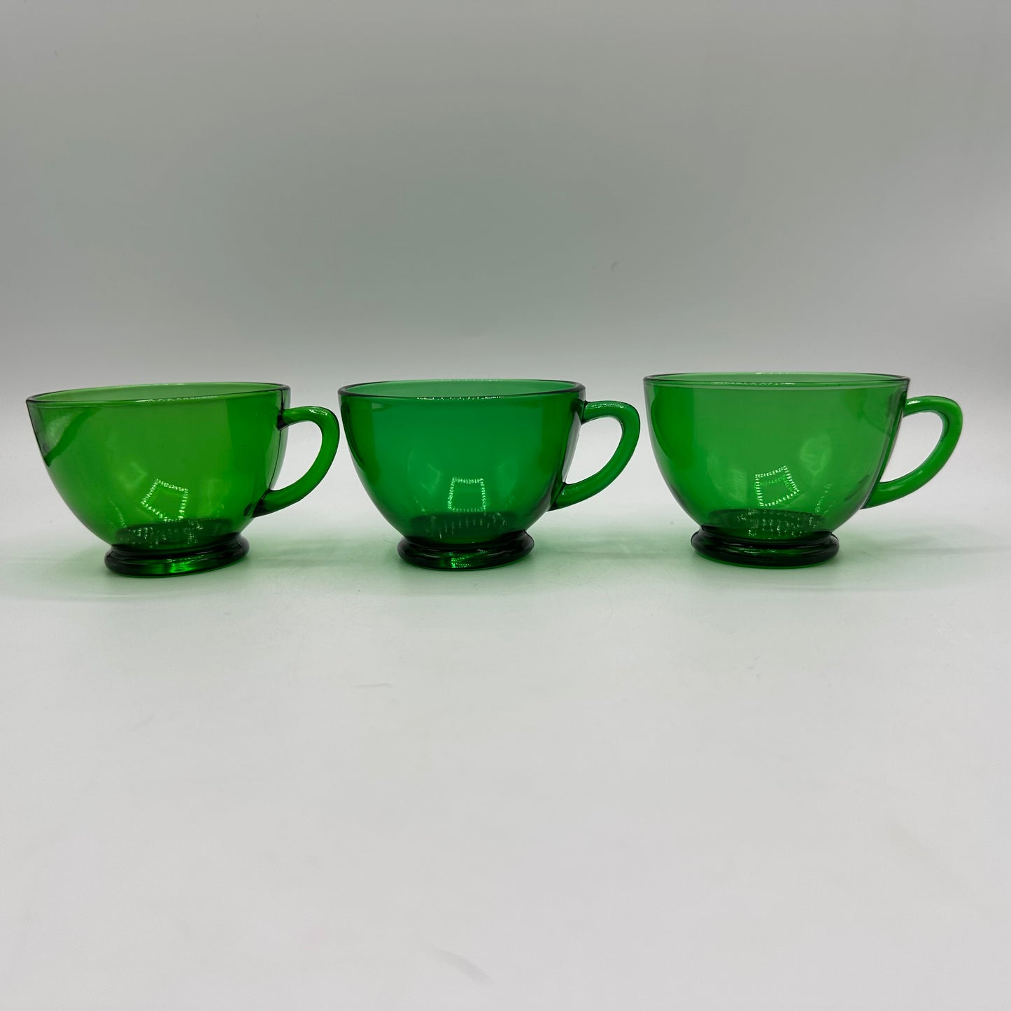 Anchor Hocking Green Punch Bowl and 10 punch cups