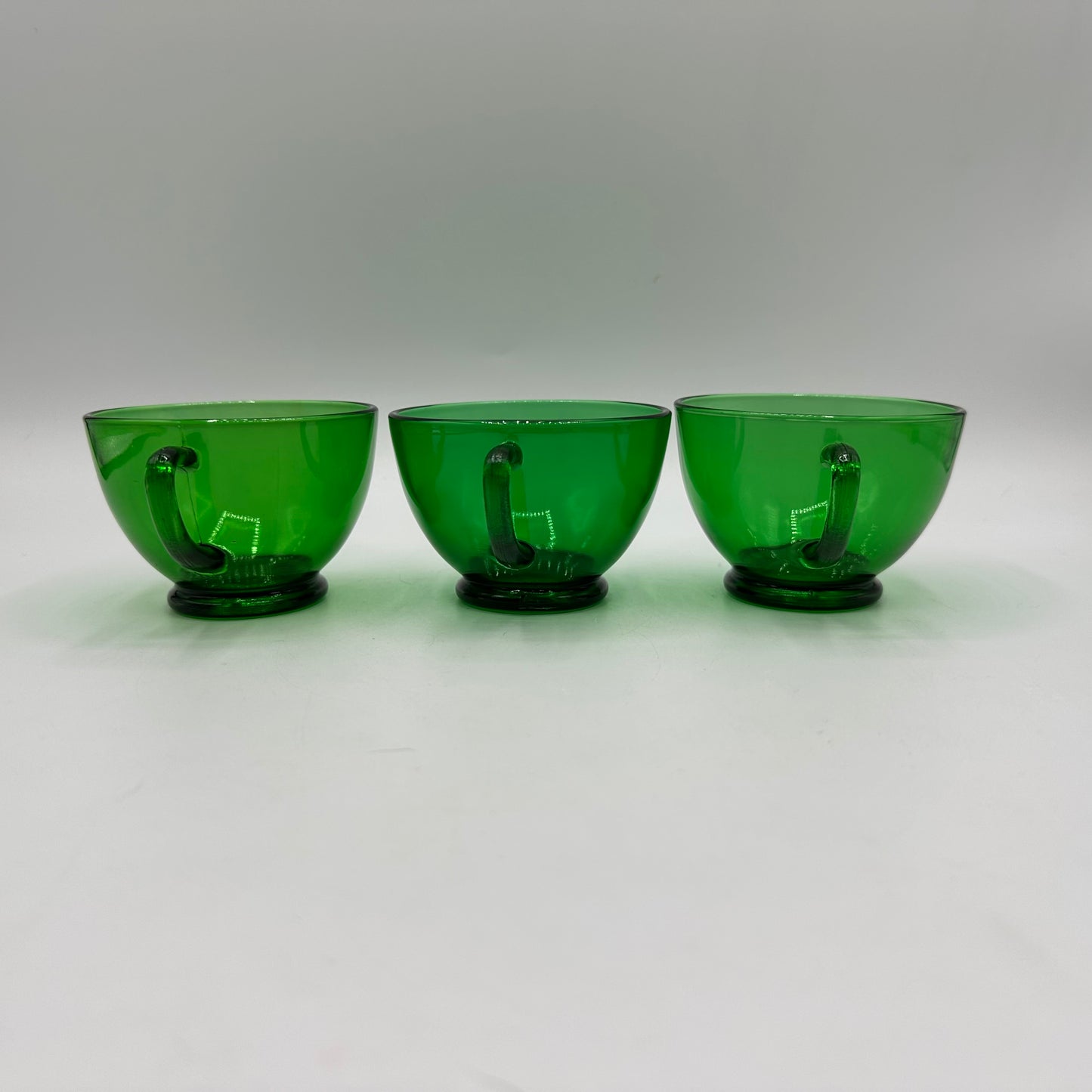 Anchor Hocking Green Punch Bowl and 10 punch cups