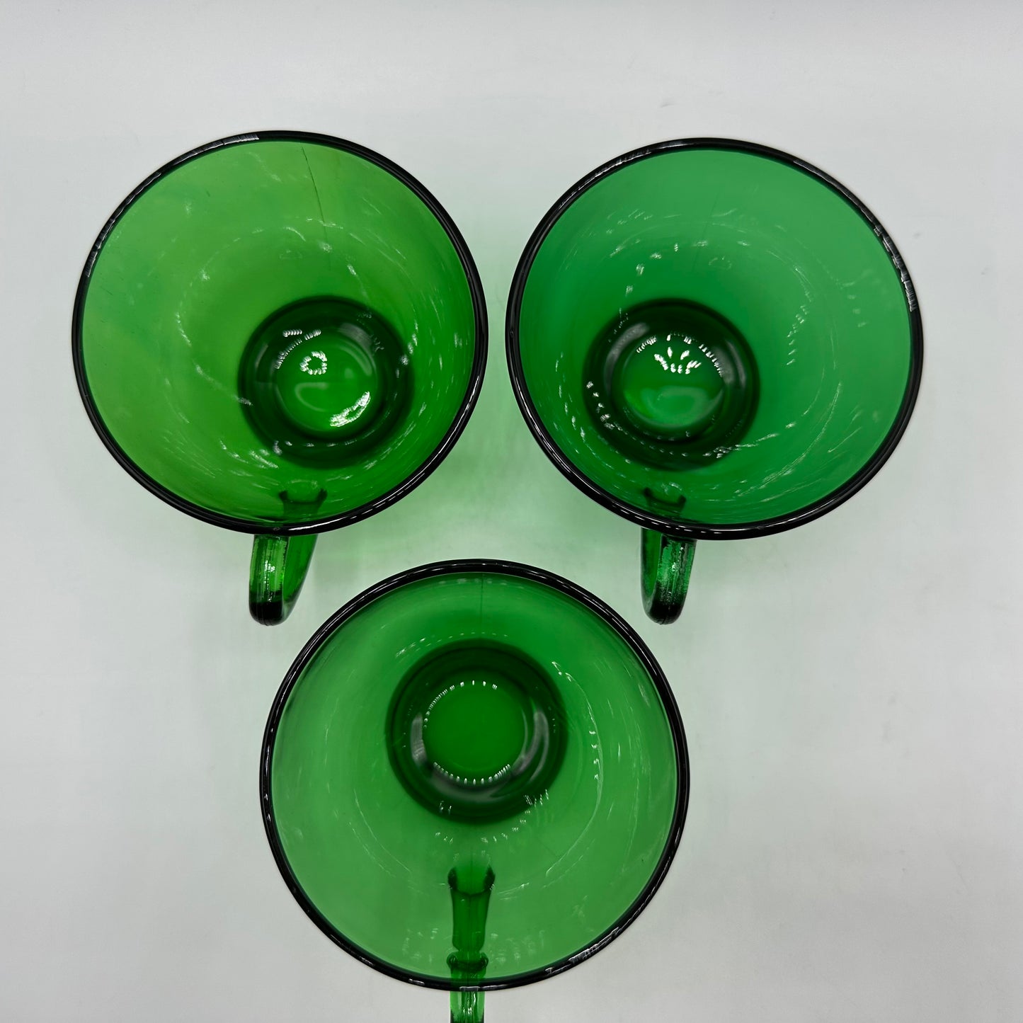 Anchor Hocking Green Punch Bowl and 10 punch cups