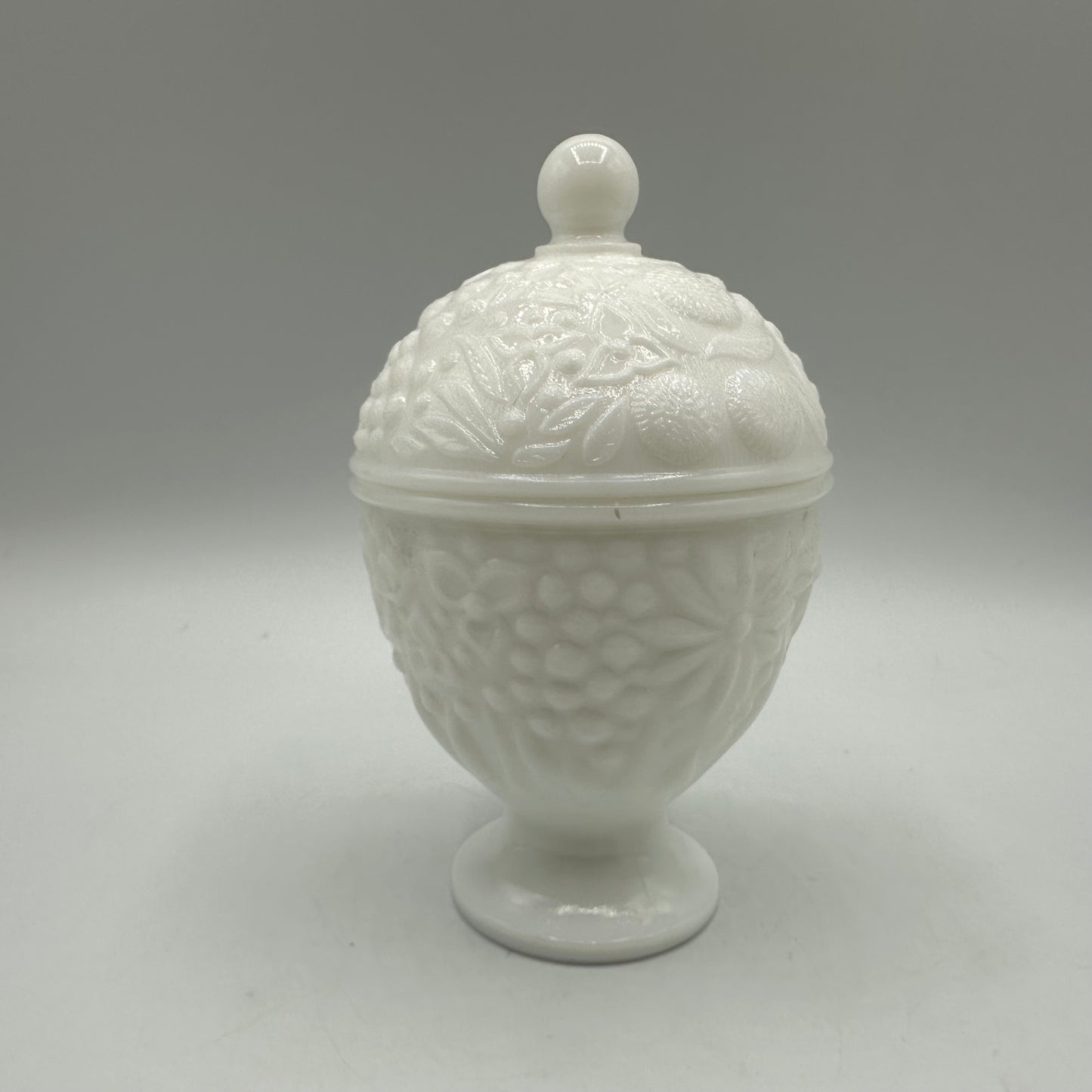 Avon Milk Glass Pedestal Candy Dish With Lid