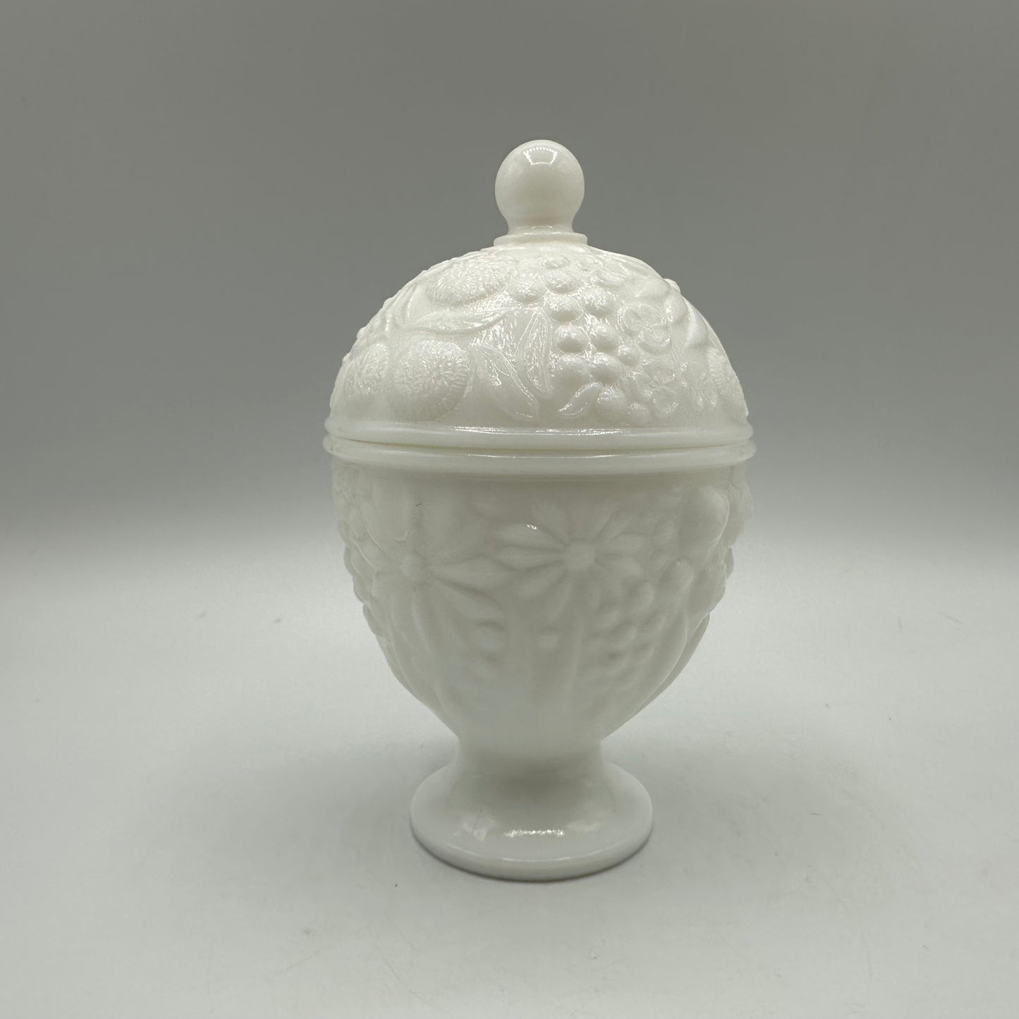 Avon Milk Glass Pedestal Candy Dish With Lid