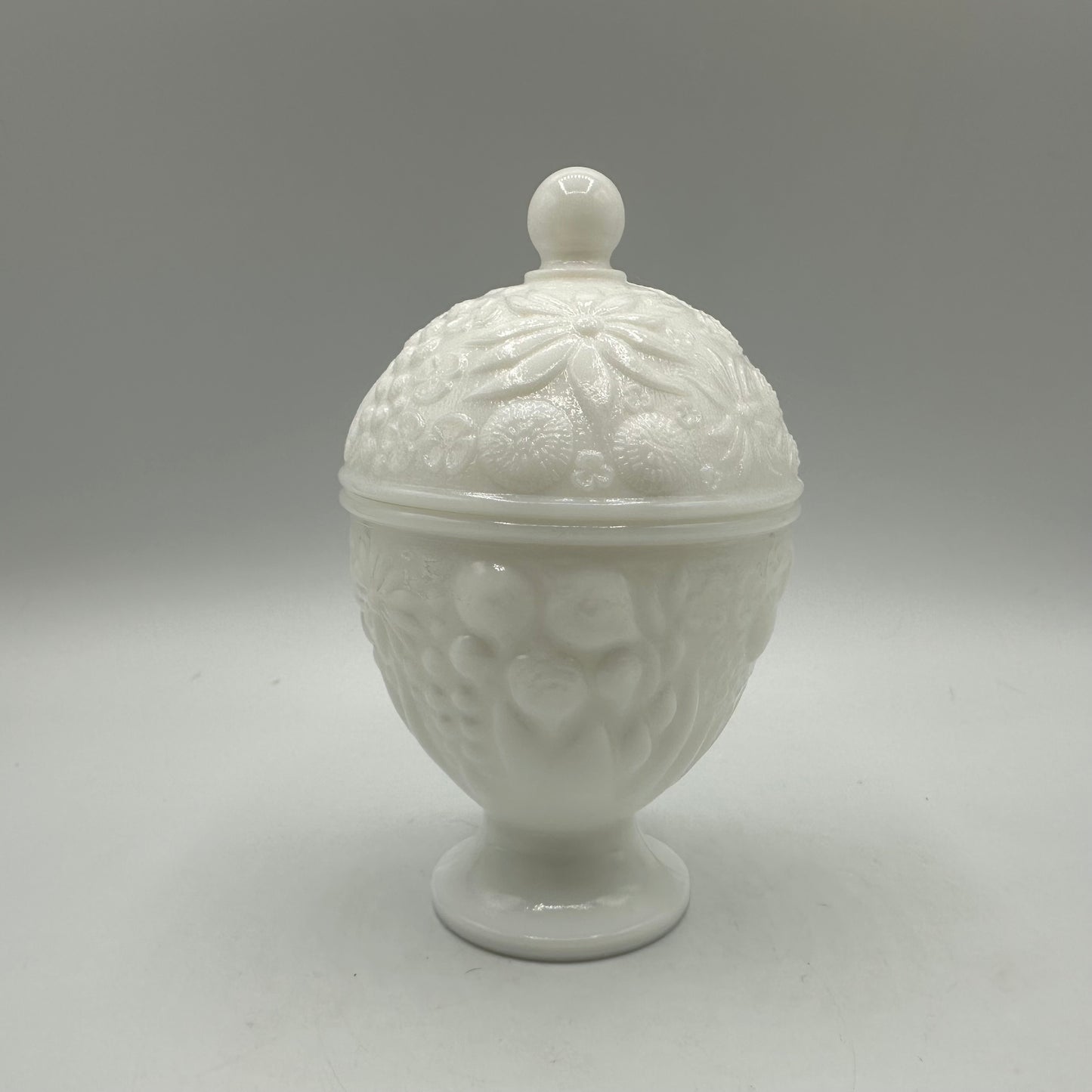 Avon Milk Glass Pedestal Candy Dish With Lid