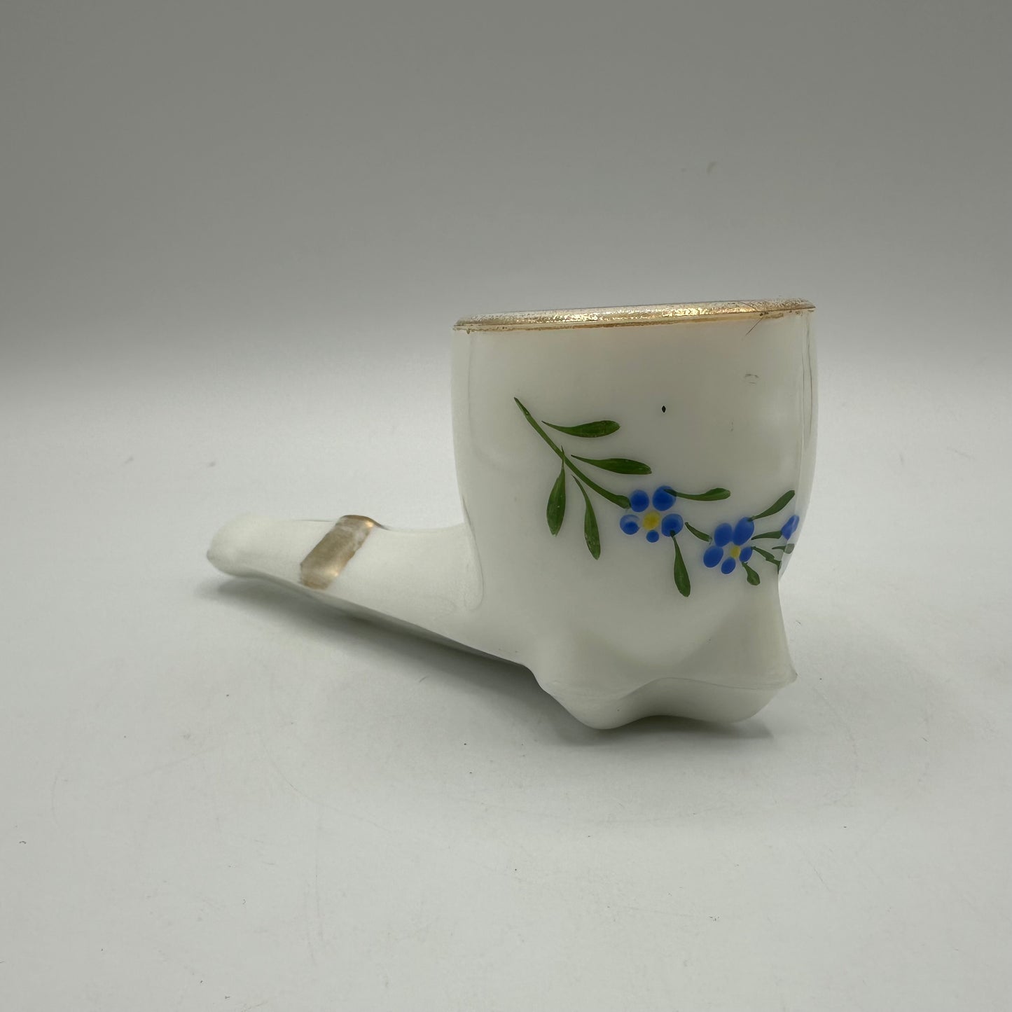 Milk Glass Decorated Pipe