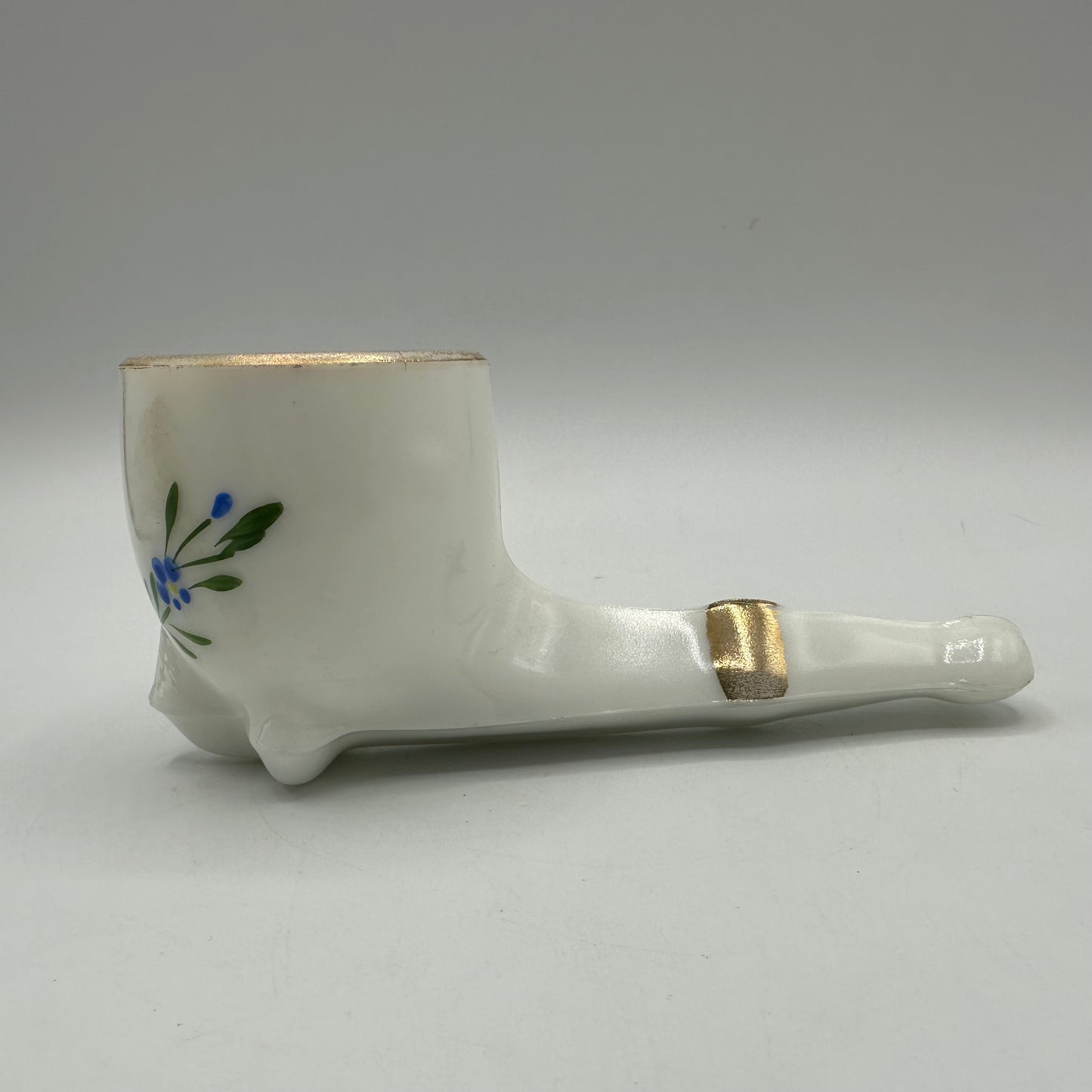 Milk Glass Decorated Pipe