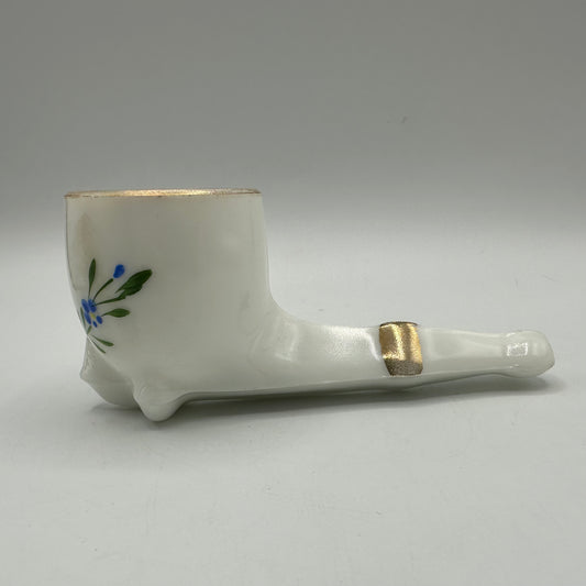 Milk Glass Decorated Pipe