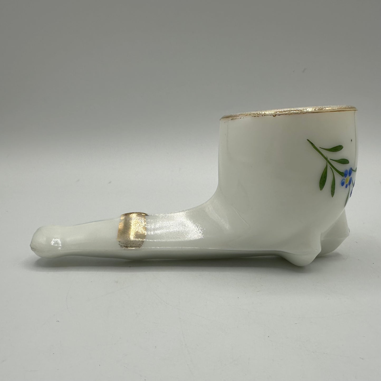 Milk Glass Decorated Pipe