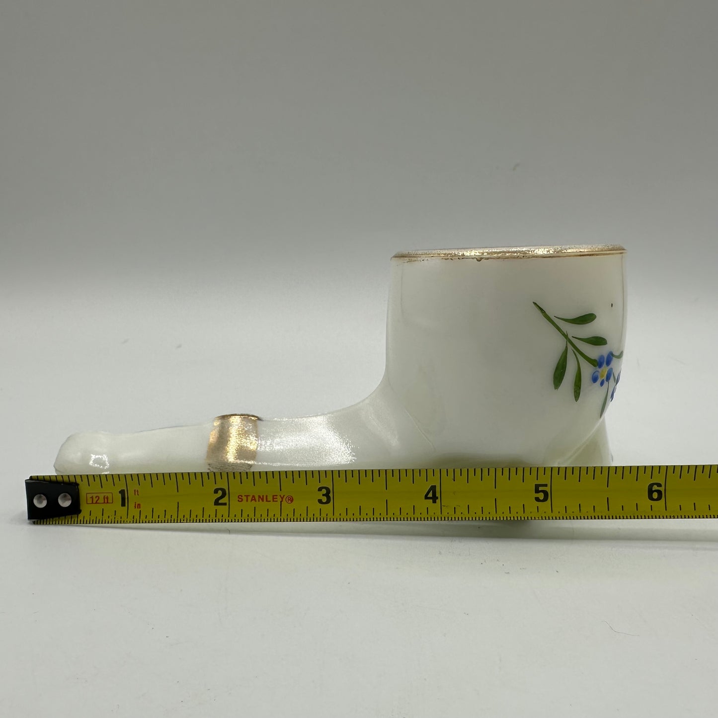 Milk Glass Decorated Pipe