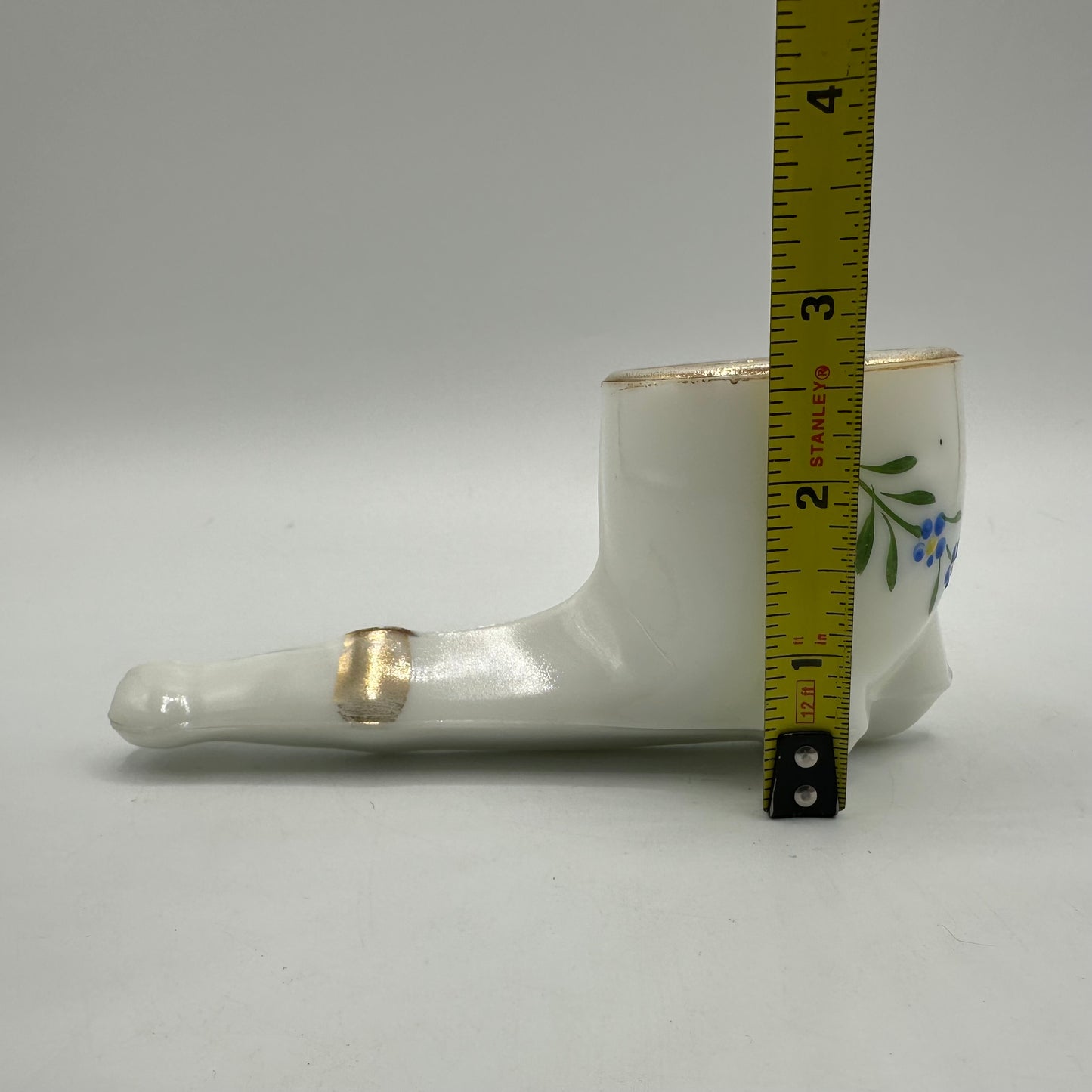 Milk Glass Decorated Pipe