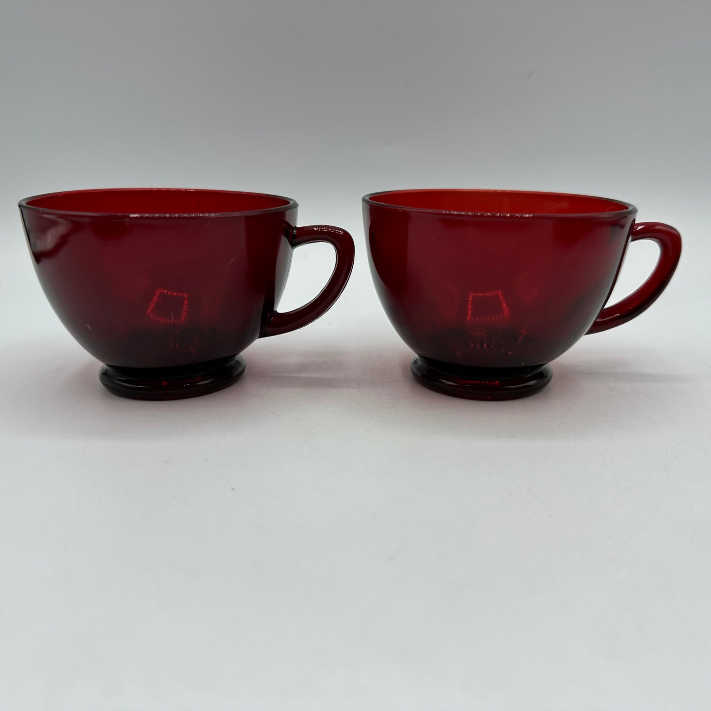 Anchor Hocking Ruby Red Cup and Saucer, Set of 2