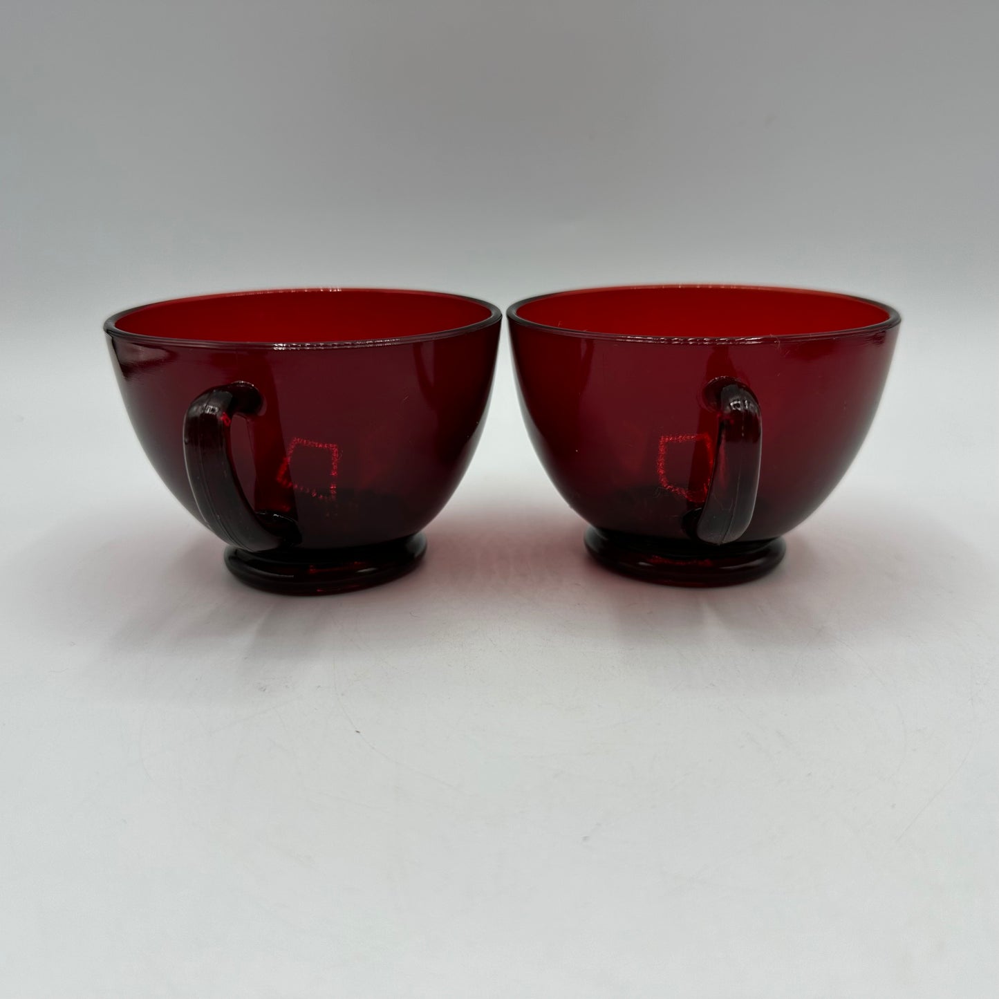 Anchor Hocking Ruby Red Cup and Saucer, Set of 2