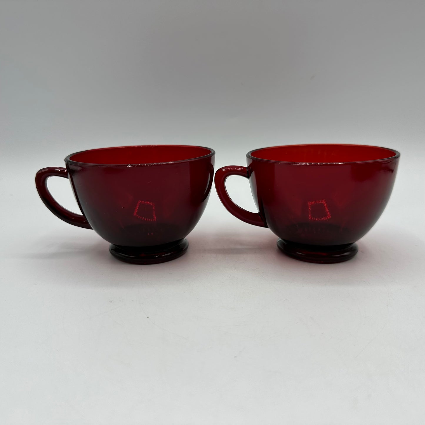 Anchor Hocking Ruby Red Cup and Saucer, Set of 2