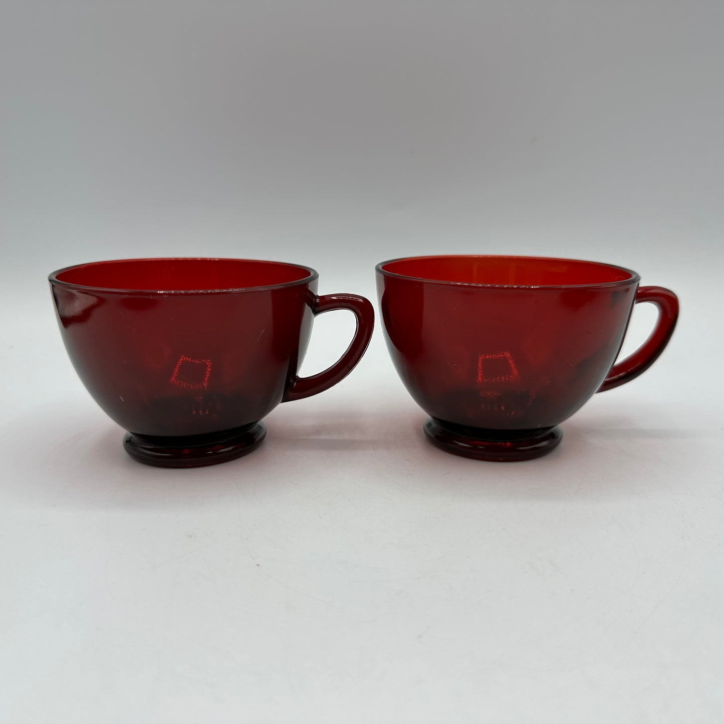 Anchor Hocking Ruby Red Cup and Saucer, Set of 2