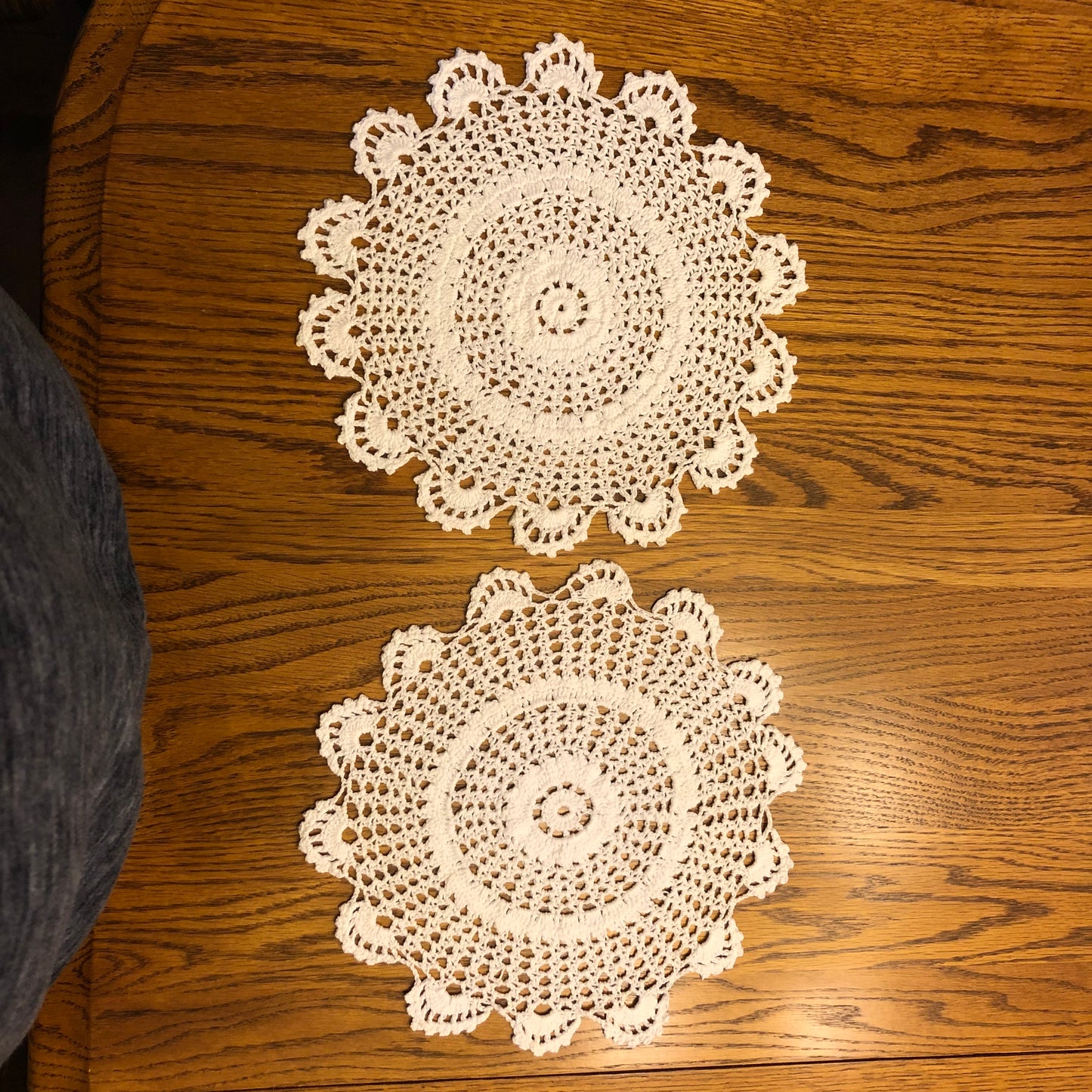 2 Vintage Handmade Crochet Doilies with Scalloped Edges- Beautiful