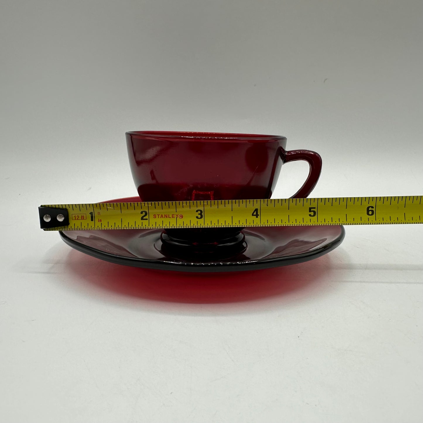 Anchor Hocking Ruby Red Cup and Saucer, Set of 2