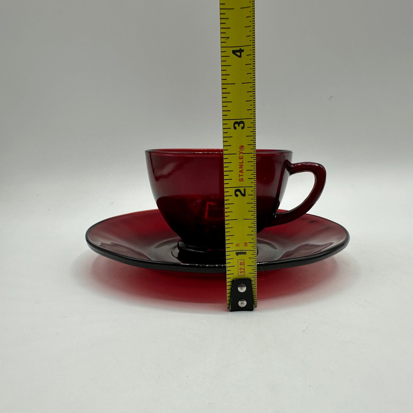 Anchor Hocking Ruby Red Cup and Saucer, Set of 2