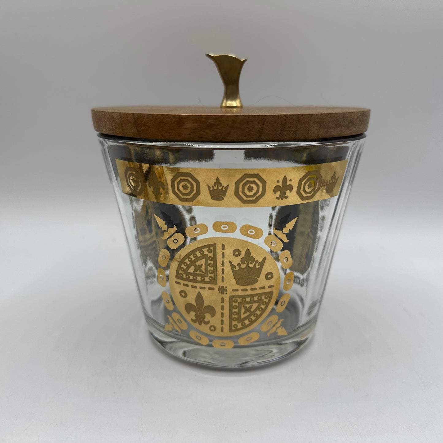 Vito Bari Glass Ice Bucket and 3 Glasses, 24k gold