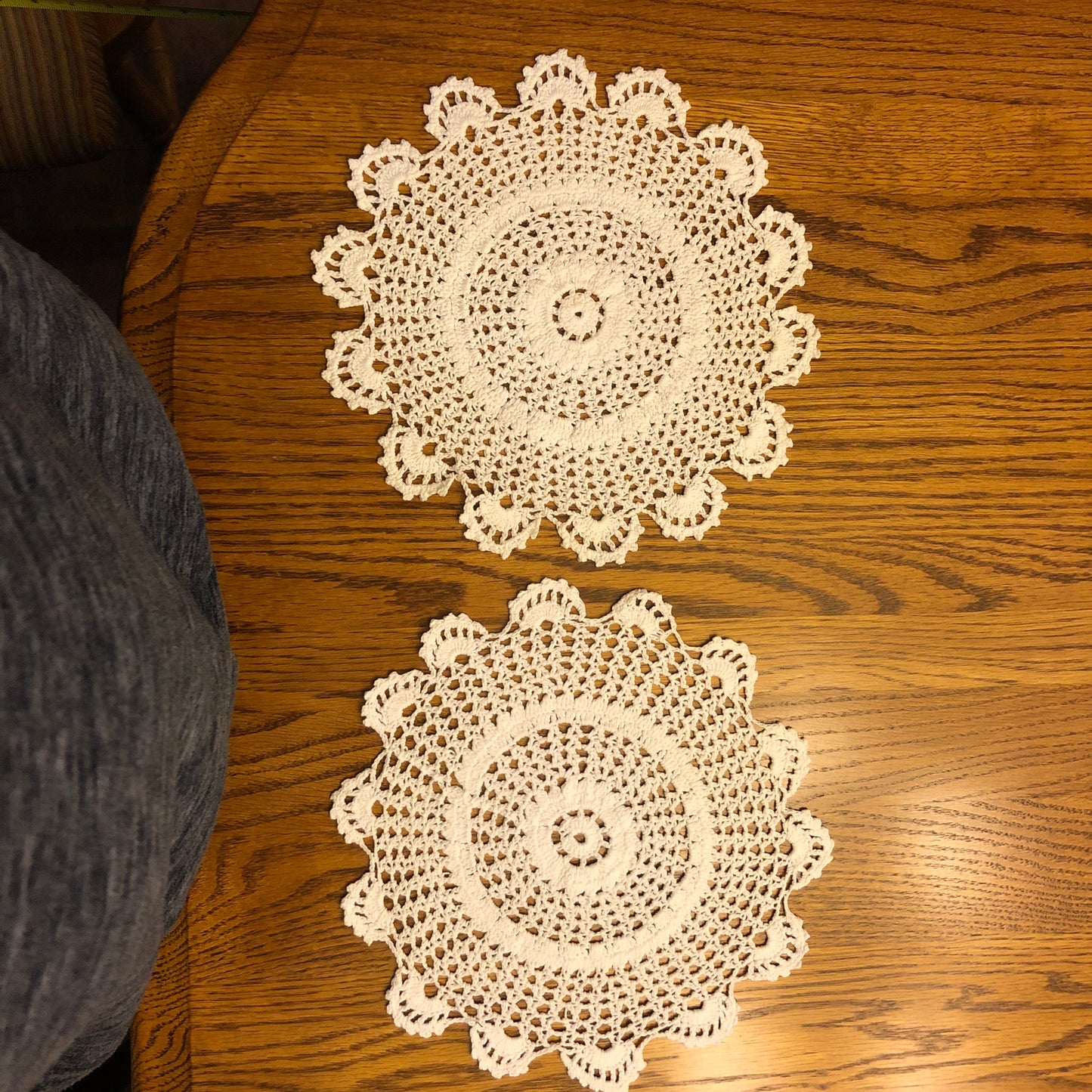 2 Vintage Handmade Crochet Doilies with Scalloped Edges- Beautiful