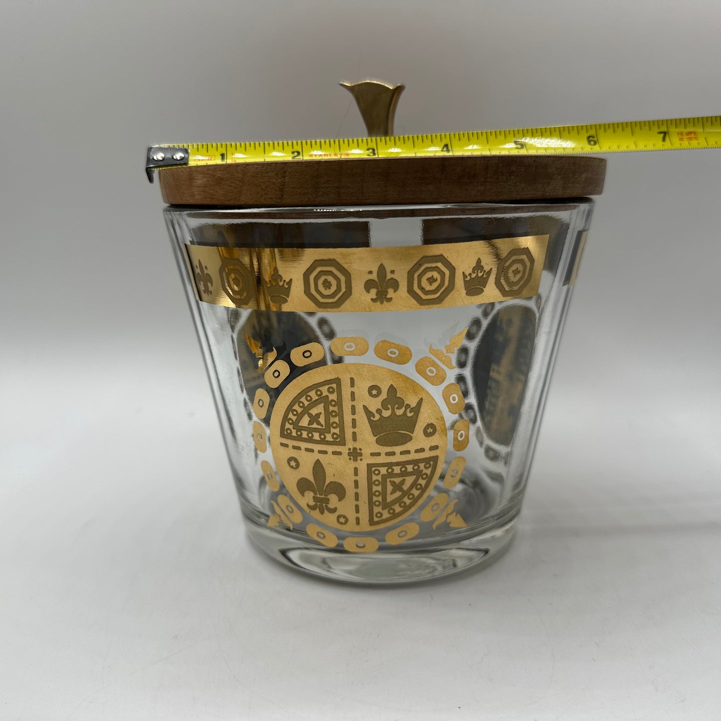 Vito Bari Glass Ice Bucket and 3 Glasses, 24k gold