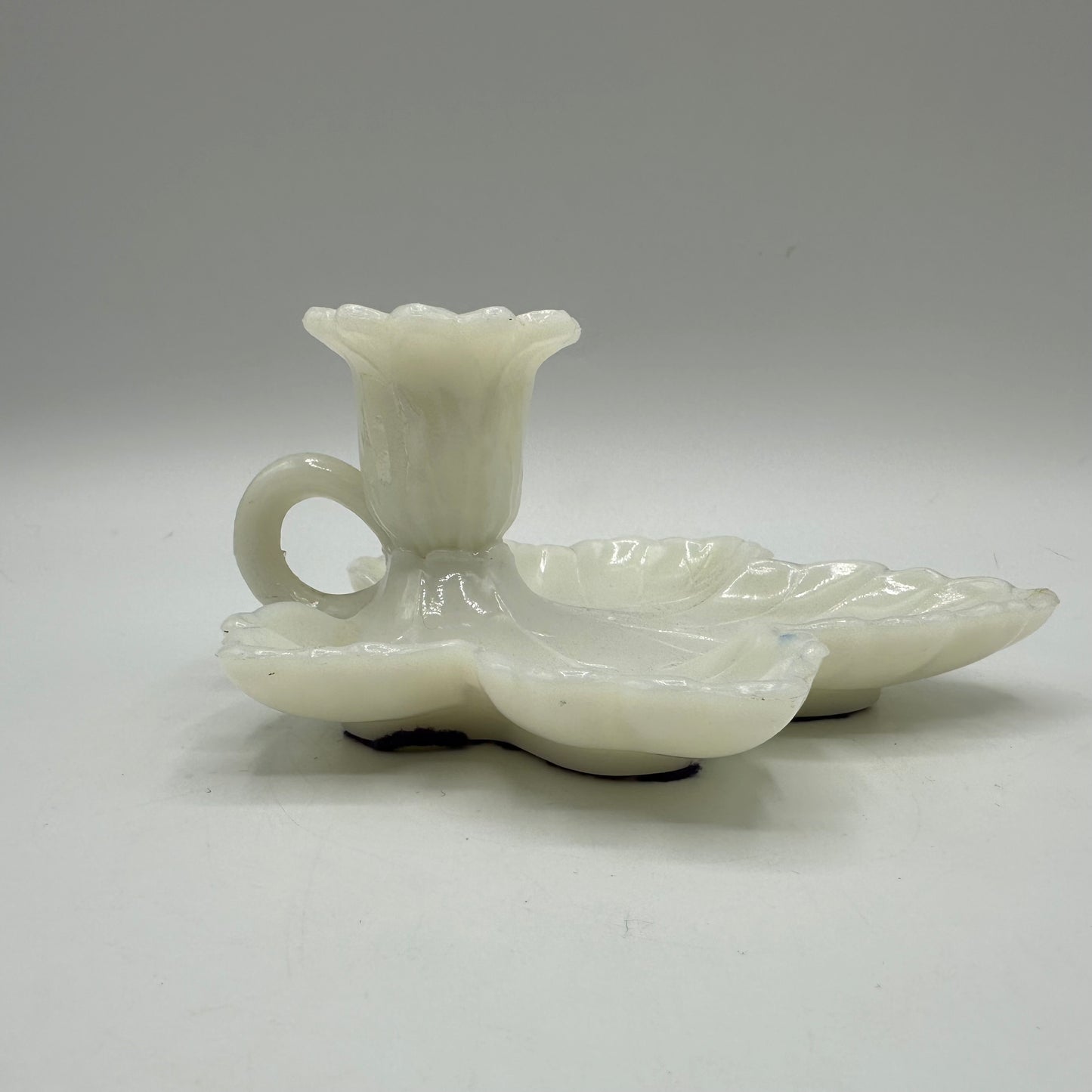 Leaf Milk Glass Candlestick Holder