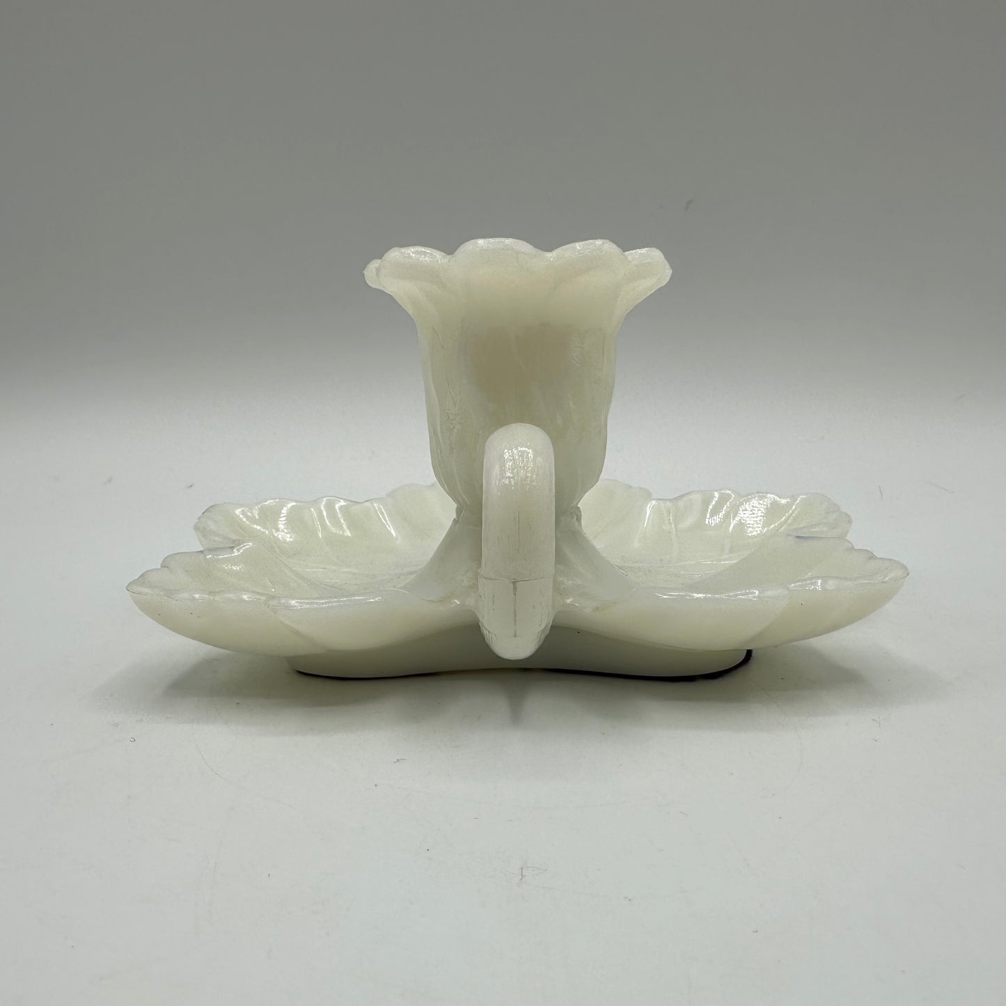 Leaf Milk Glass Candlestick Holder