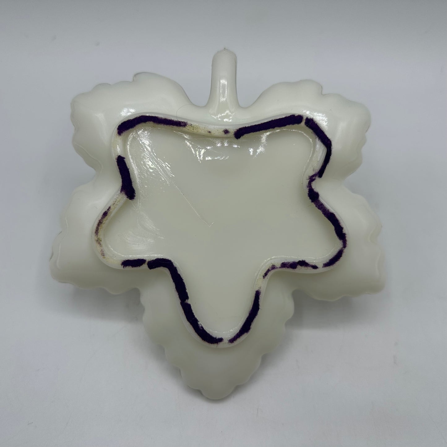Leaf Milk Glass Candlestick Holder
