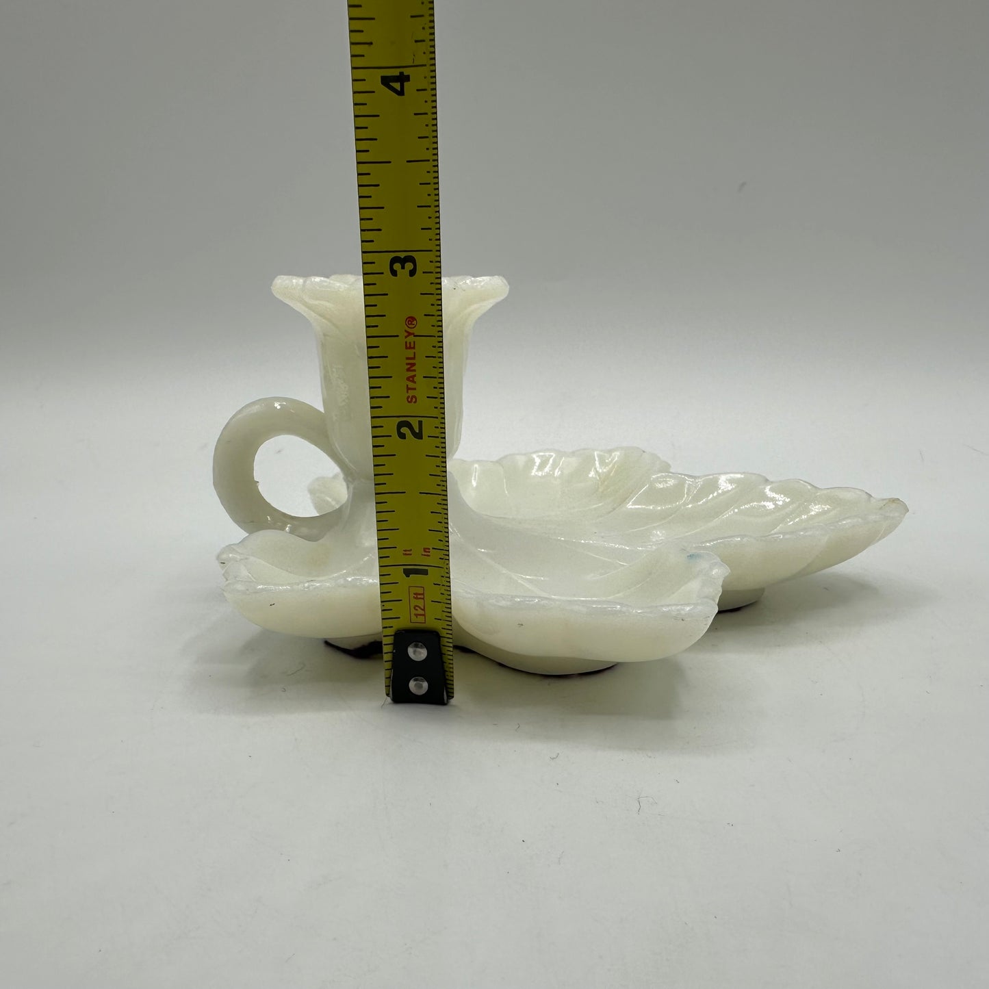 Leaf Milk Glass Candlestick Holder