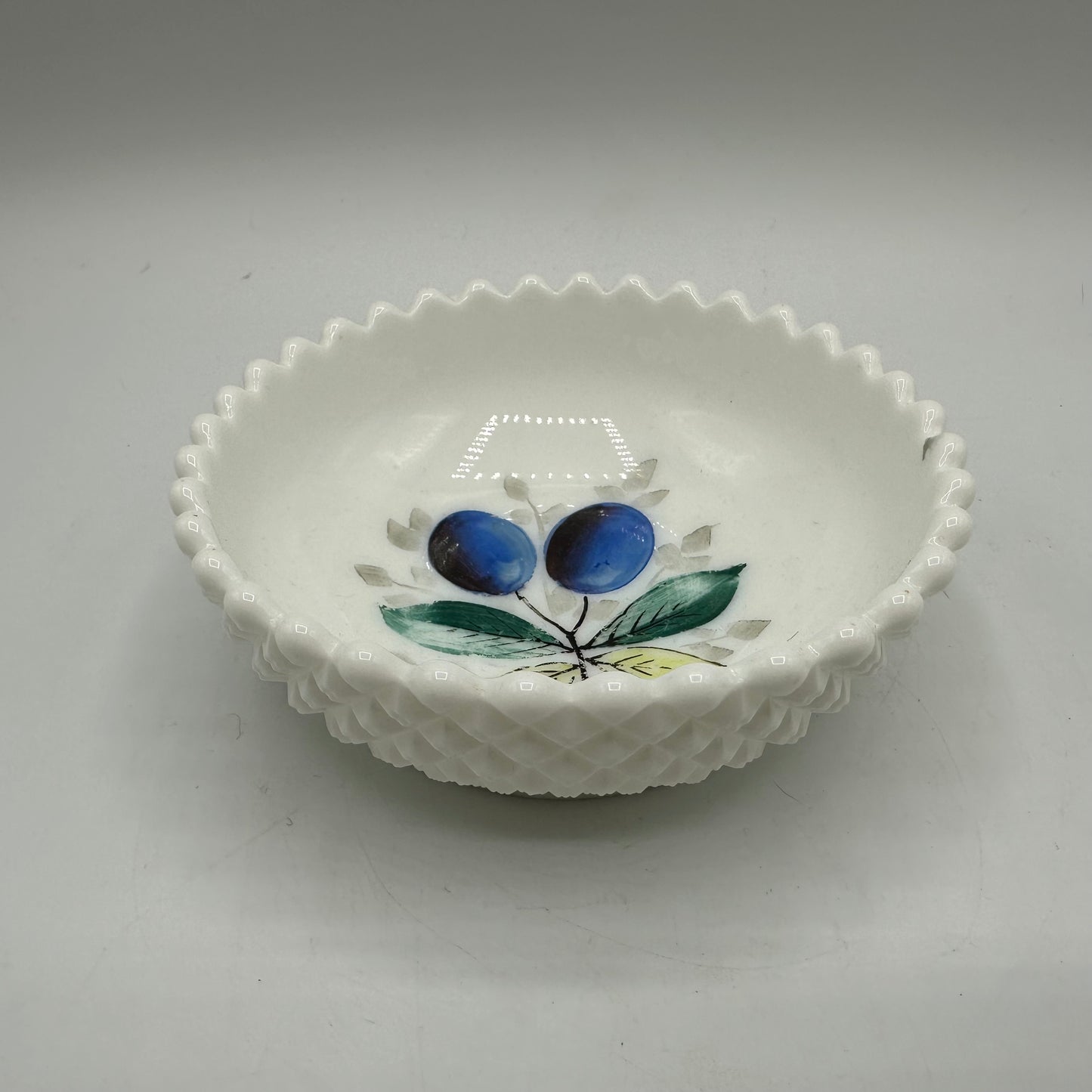 Westmoreland Milk Glass Floral Painted Dish