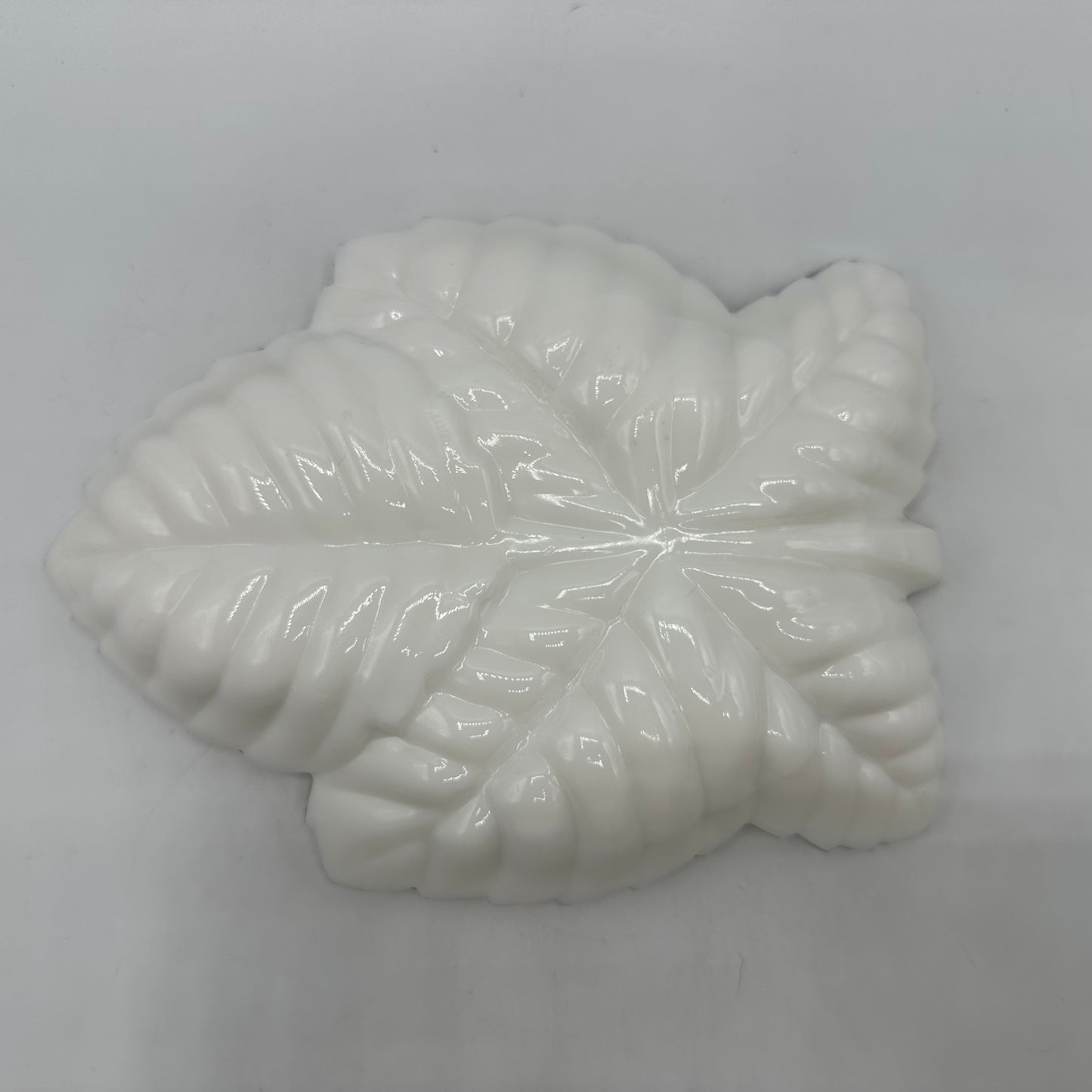 Milk Glass Leaf Trinket Dish