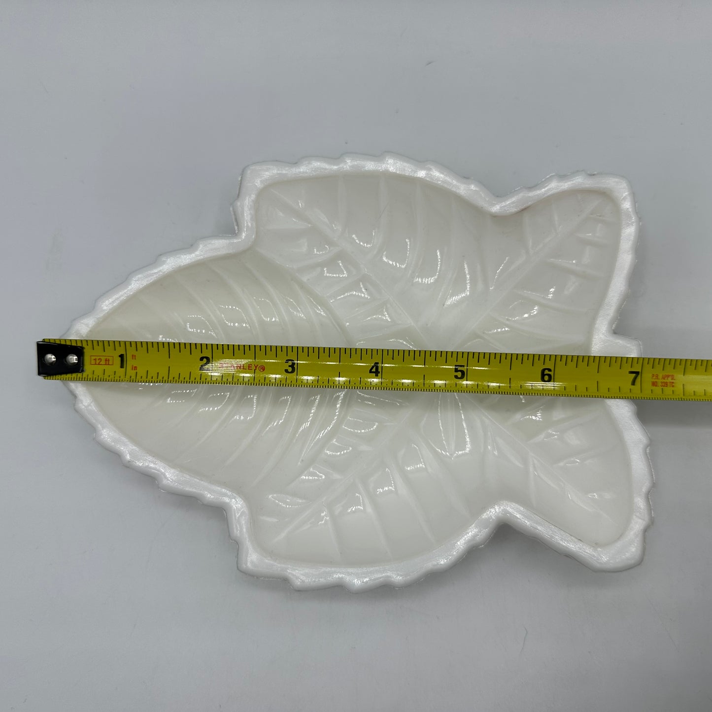 Milk Glass Leaf Trinket Dish