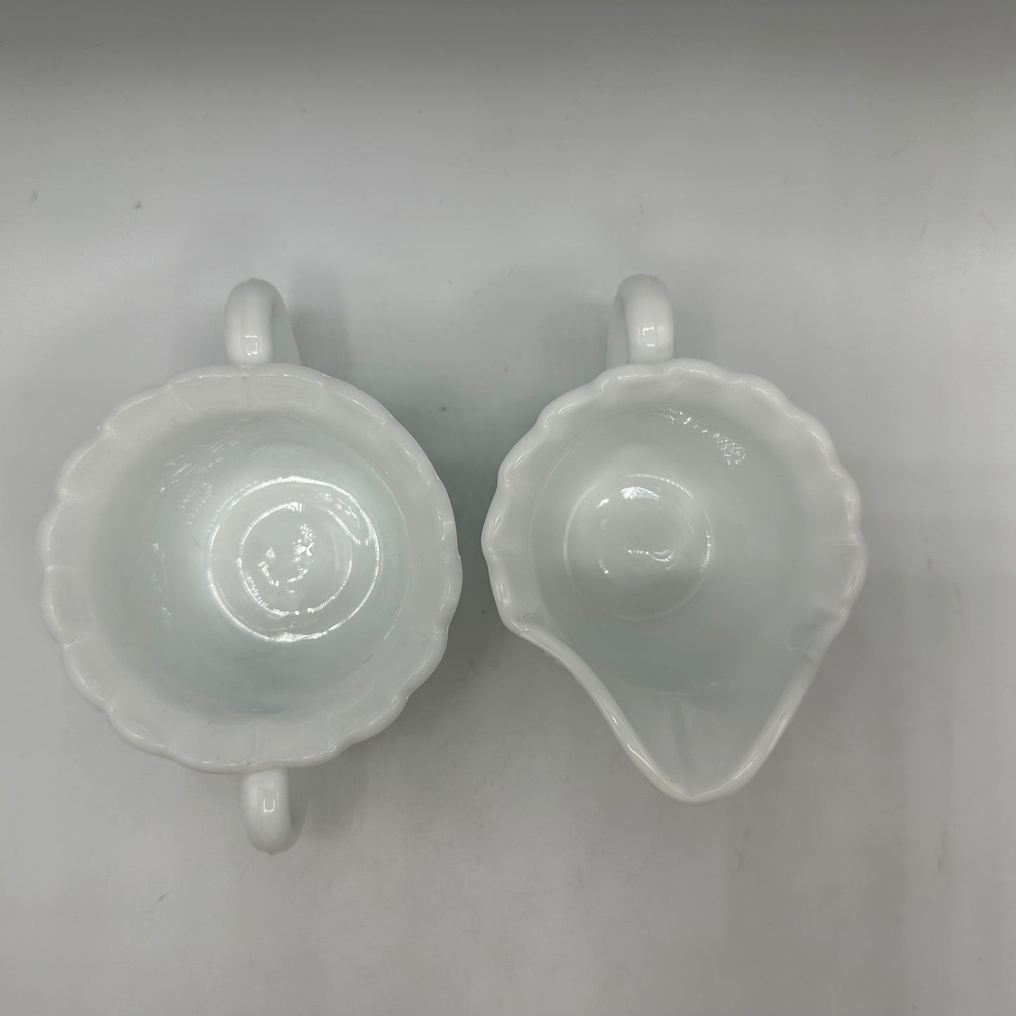 Fenton Milk Glass Hobnail Sugar Bowl & Creamer