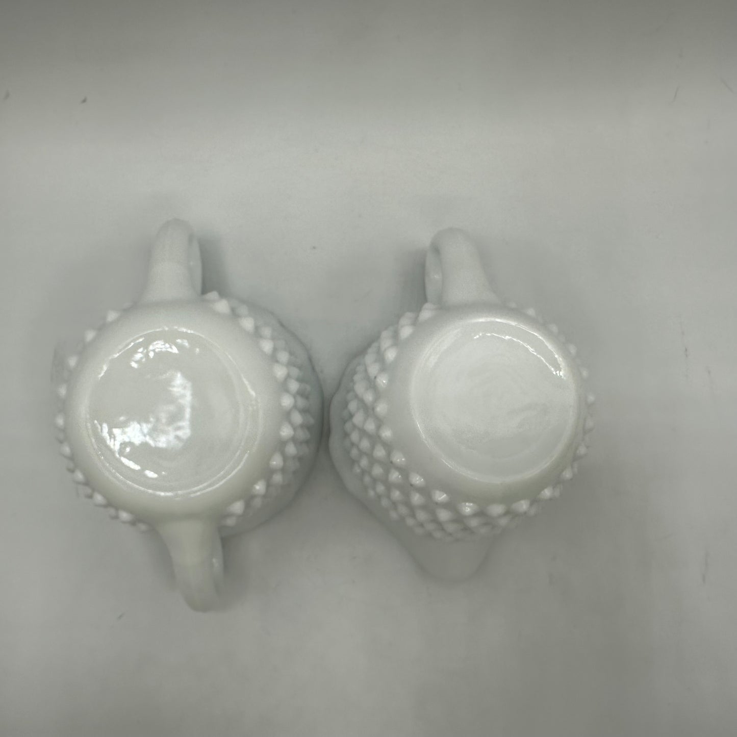 Fenton Milk Glass Hobnail Sugar Bowl & Creamer