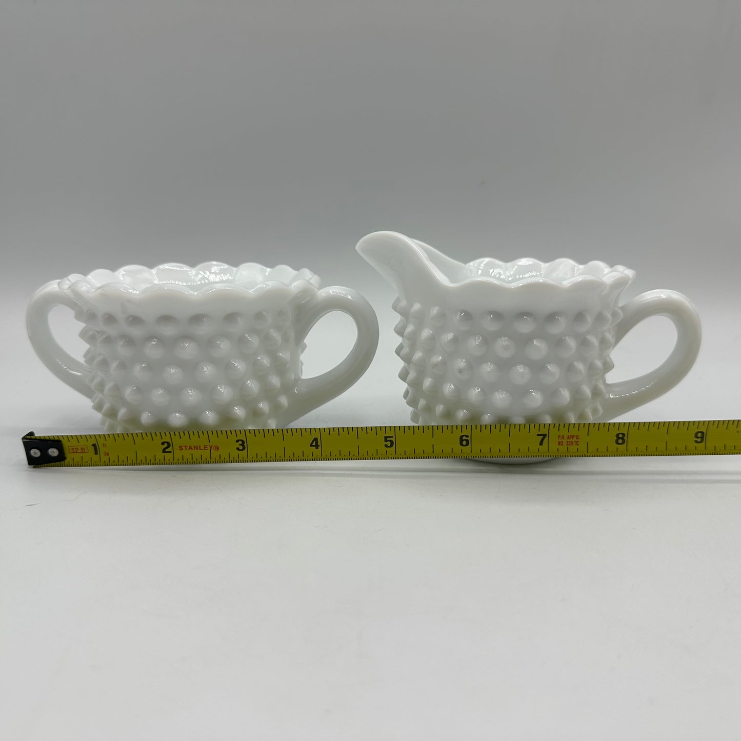 Fenton Milk Glass Hobnail Sugar Bowl & Creamer