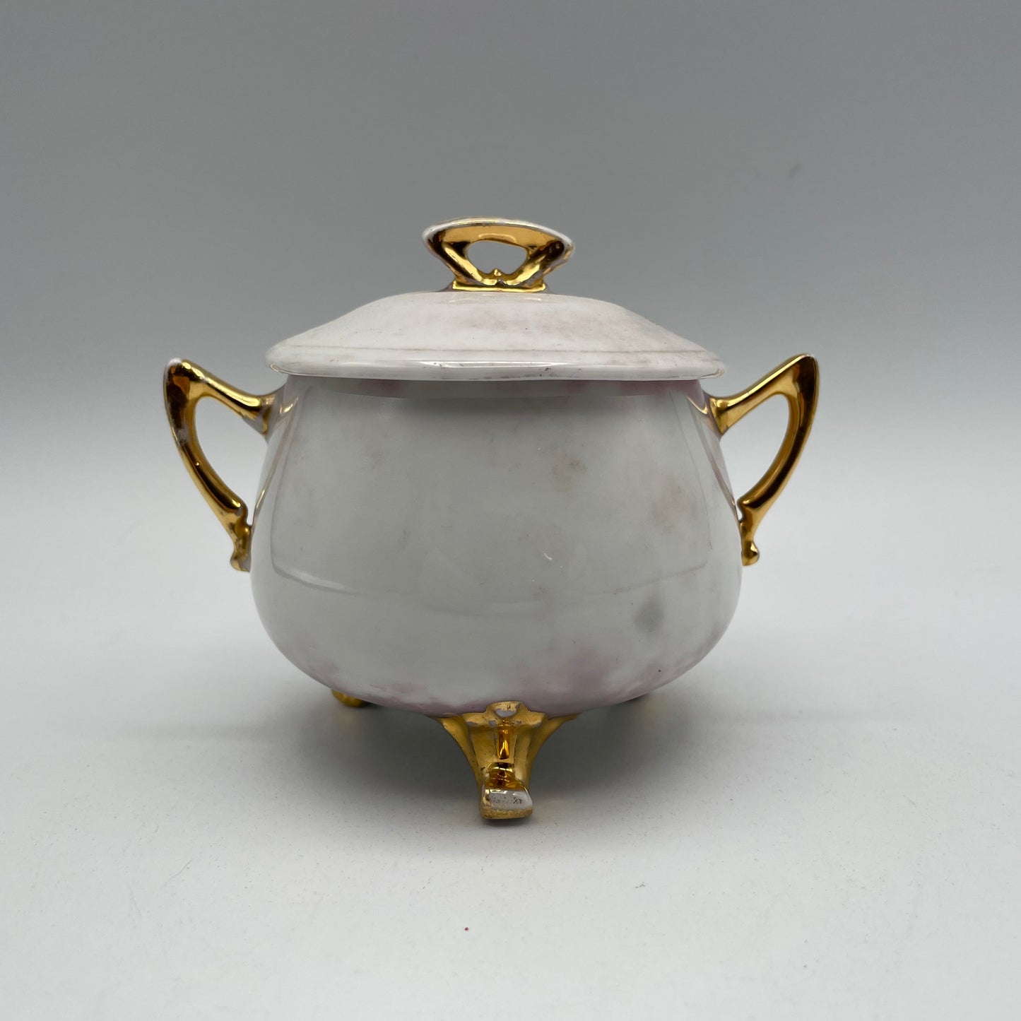 Nurnburg Souvenir Sugar Bowl, Pink with Gold Trim