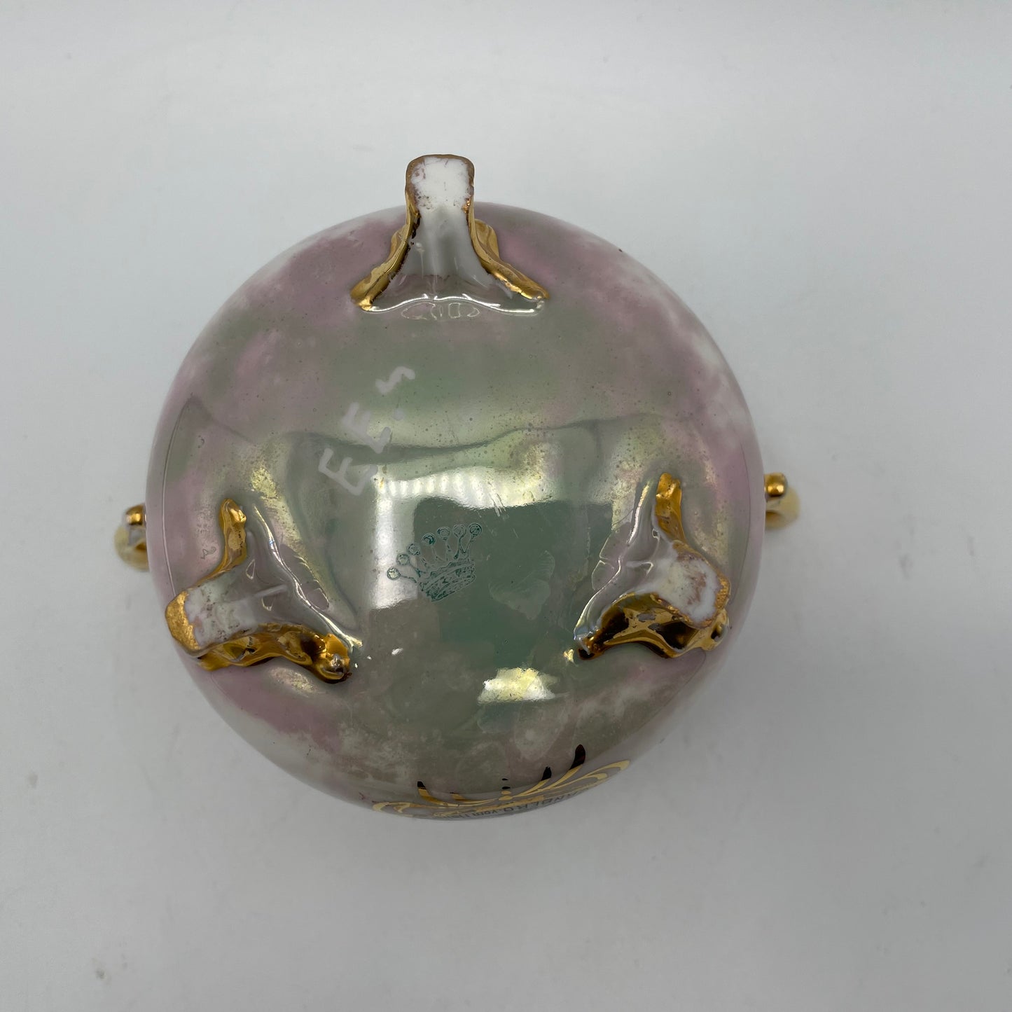 Nurnburg Souvenir Sugar Bowl, Pink with Gold Trim