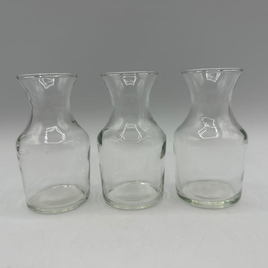 Small Clear Glass Decanters/Vases, 3.75", Set of 3