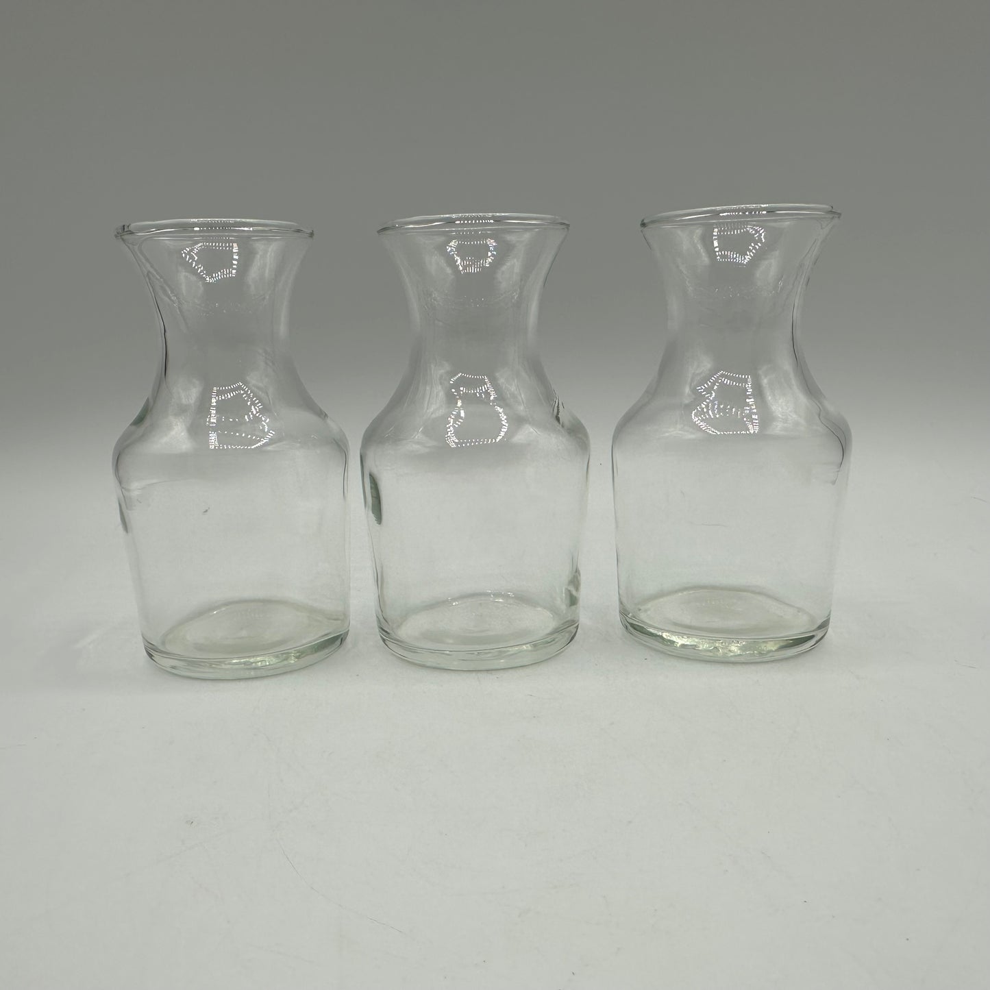 Small Clear Glass Decanters/Vases, 3.75", Set of 3