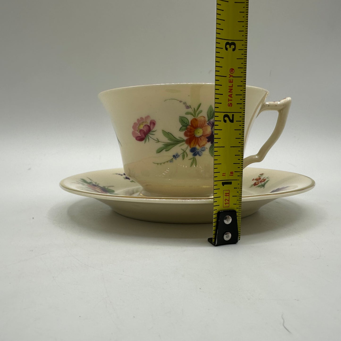 Syracuse China Selma Old Ivory Footed Cups & Saucers, Set of 4