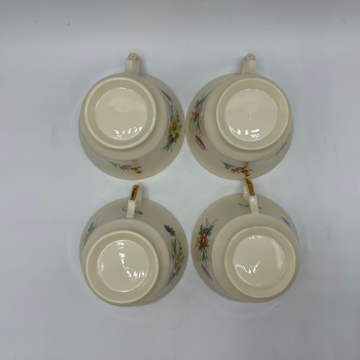 Syracuse China Selma Old Ivory Footed Cups & Saucers, Set of 4