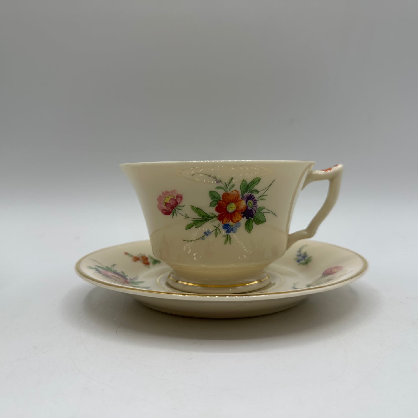 Syracuse China Selma Old Ivory Footed Cups & Saucers, Set of 3