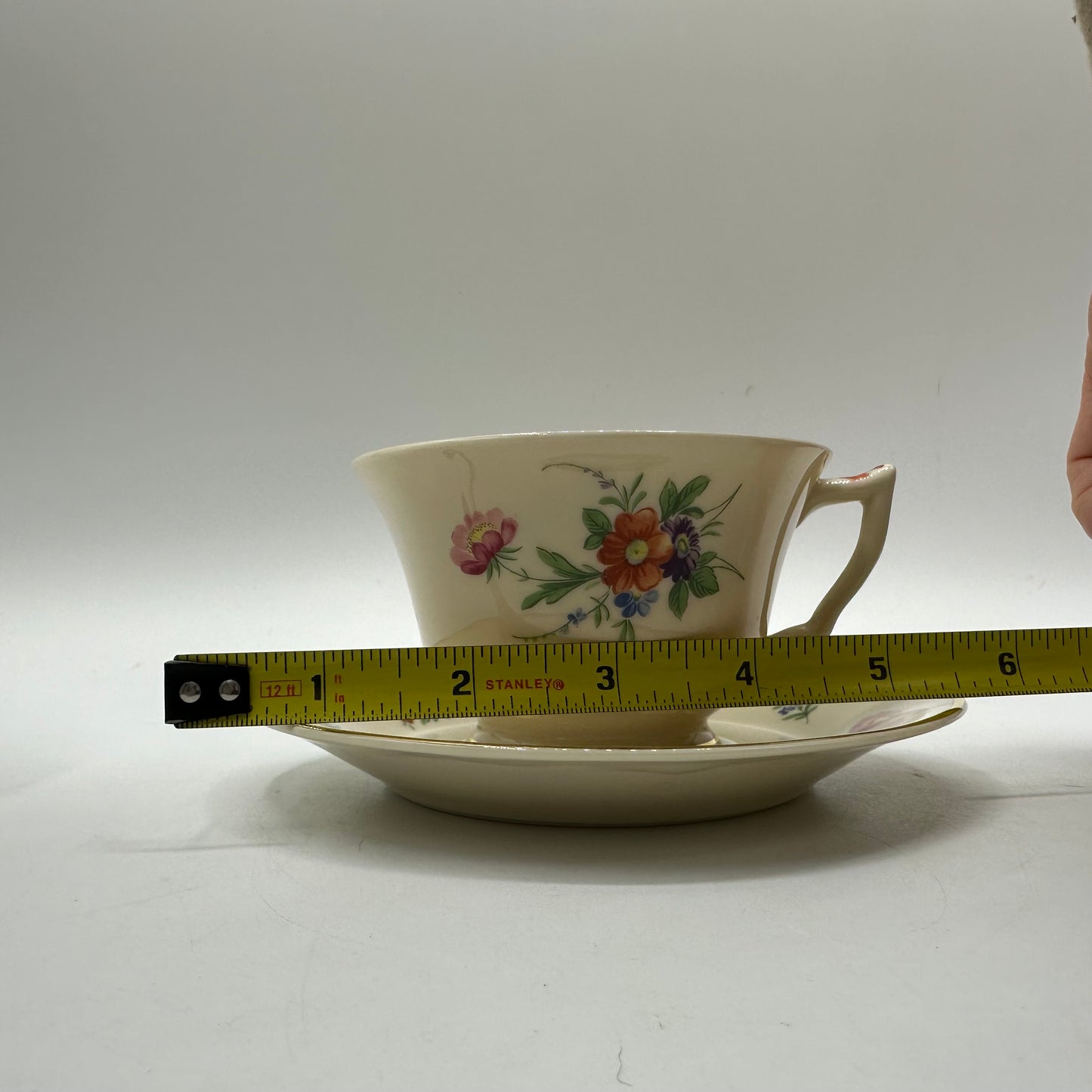 Syracuse China Selma Old Ivory Footed Cups & Saucers, Set of 3