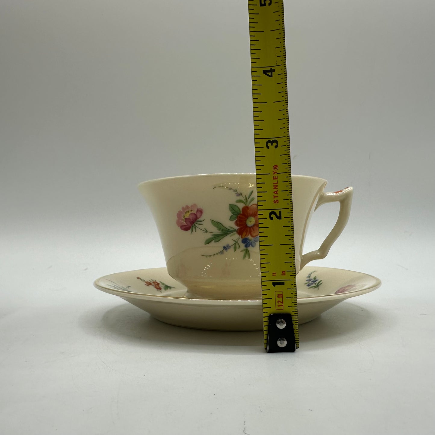 Syracuse China Selma Old Ivory Footed Cups & Saucers, Set of 3