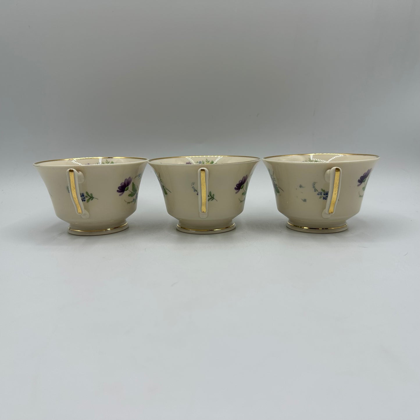 Syracuse China Selma Old Ivory Footed Cups & Saucers, Set of 3