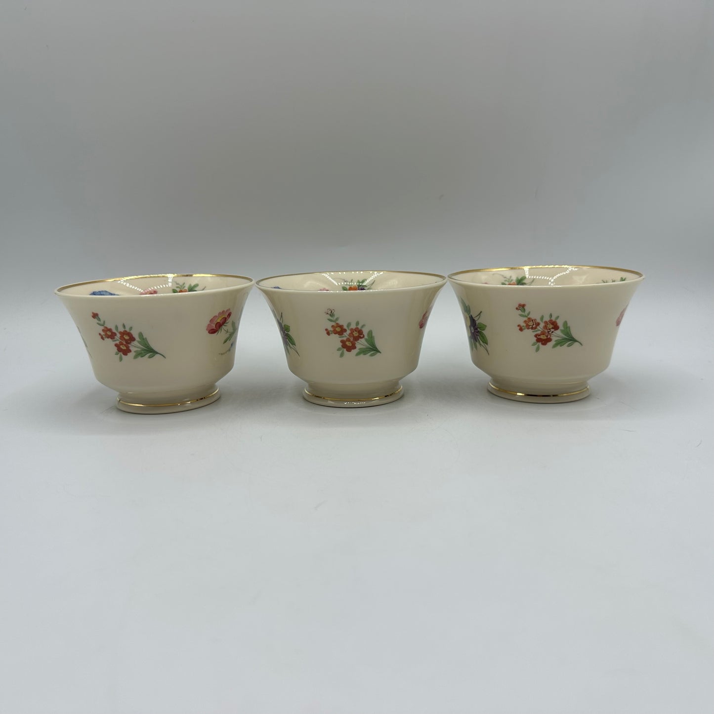 Syracuse China Selma Old Ivory Footed Cups & Saucers, Set of 3