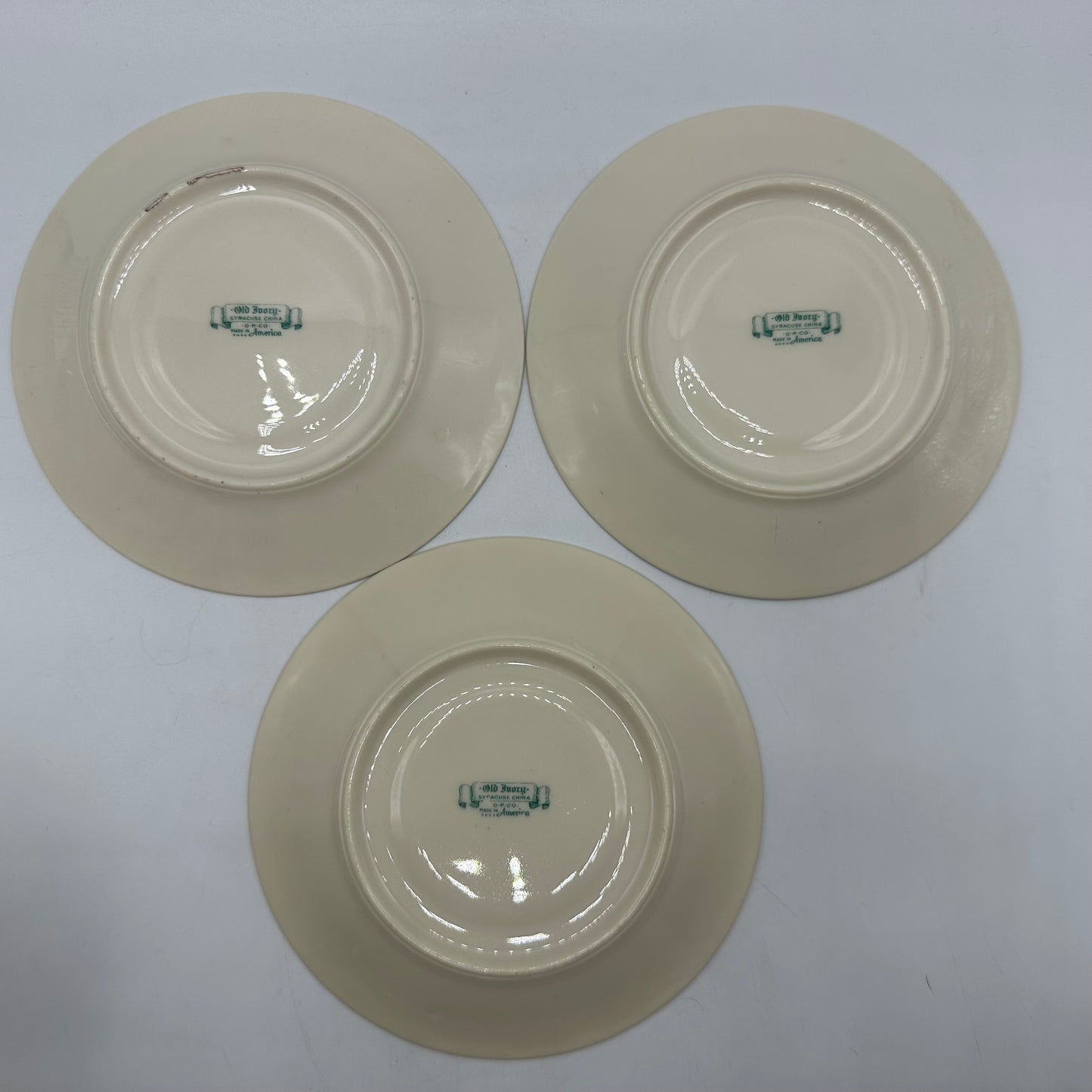 Syracuse China Selma Old Ivory Footed Cups & Saucers, Set of 3