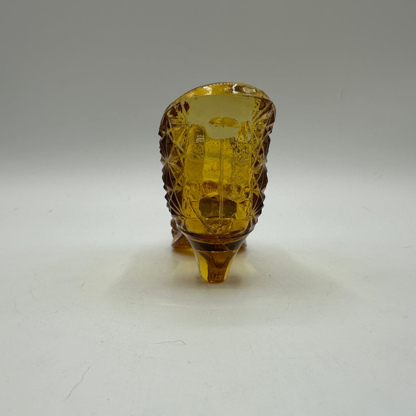Wright Amber Glass Slipper, Daisy and Button, 1970's