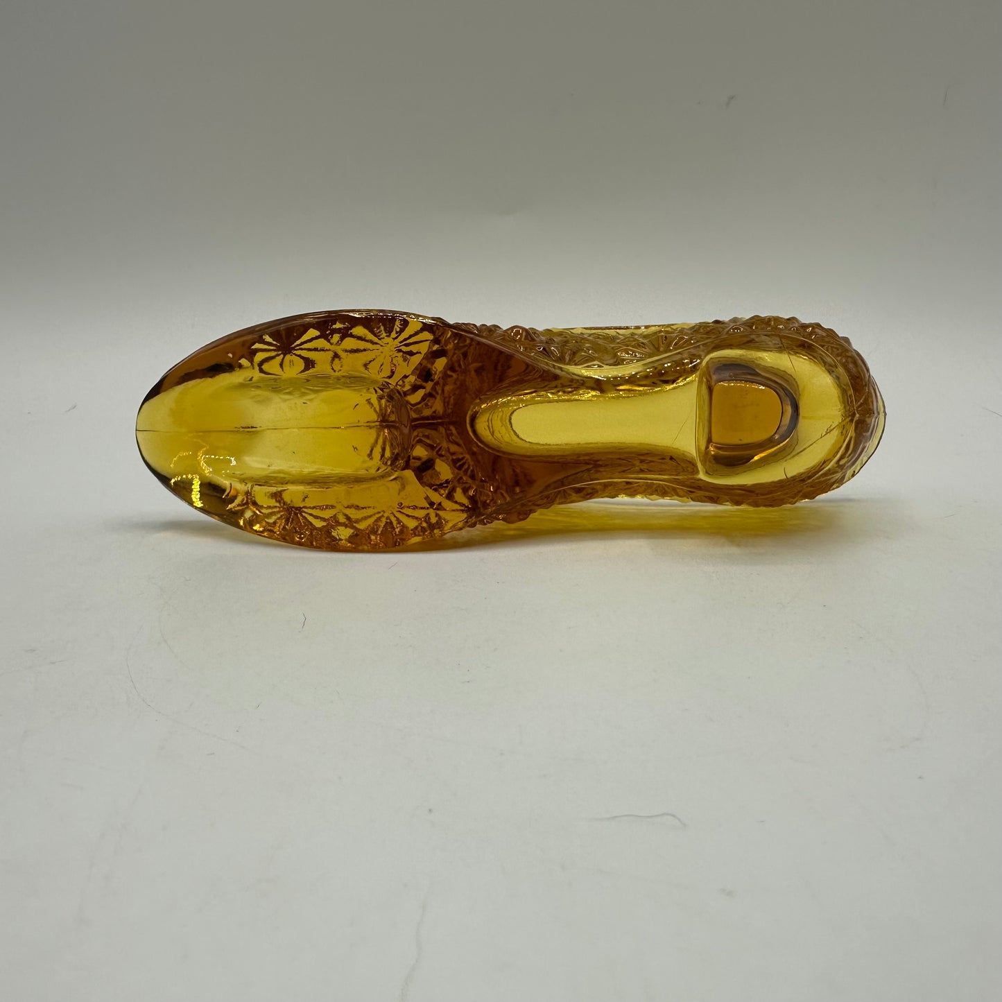 Wright Amber Glass Slipper, Daisy and Button, 1970's