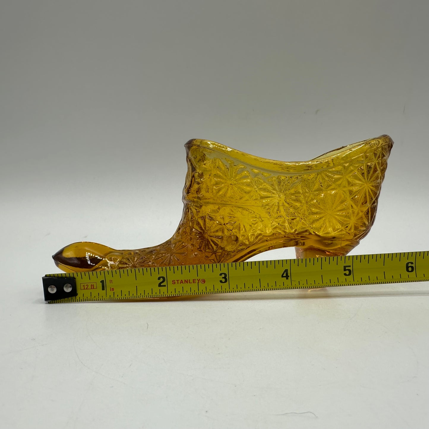 Wright Amber Glass Slipper, Daisy and Button, 1970's